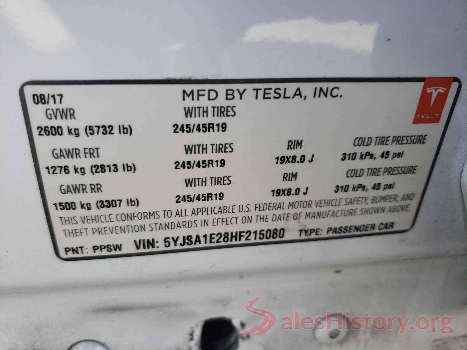 5YJSA1E28HF215080 2017 TESLA MODEL S