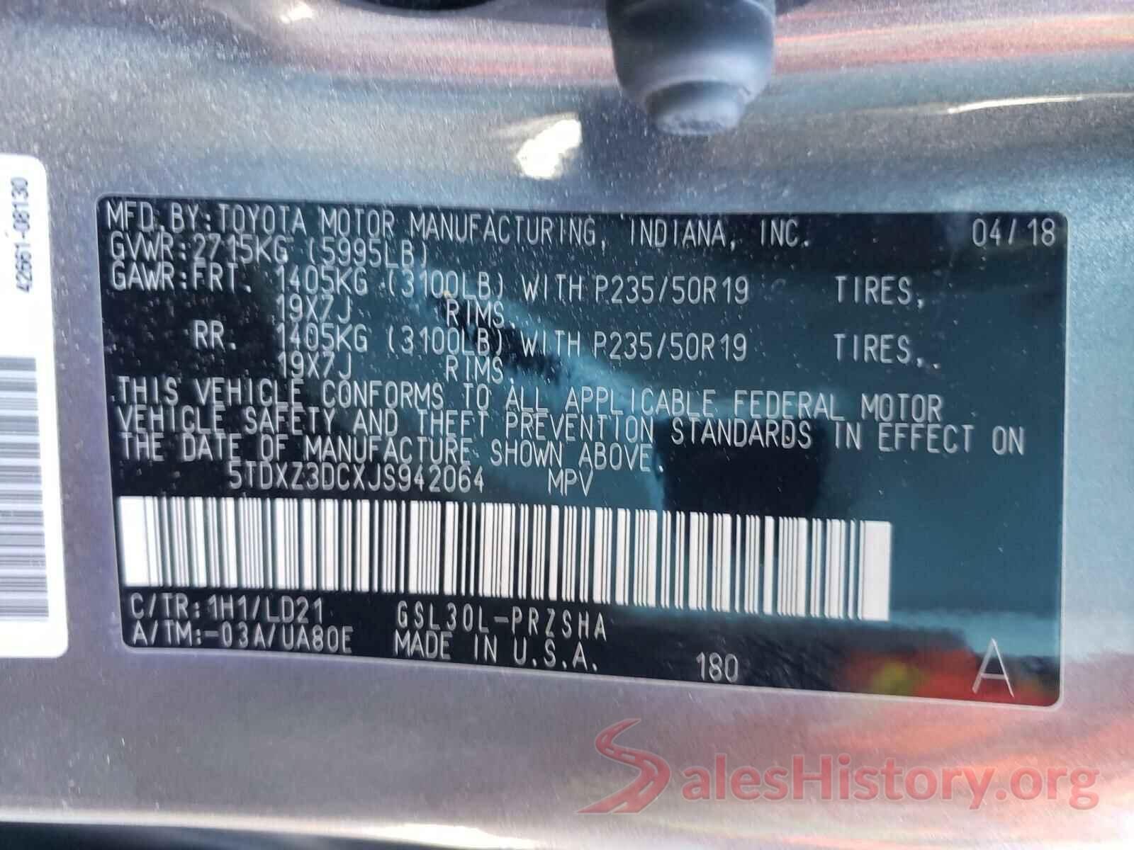 5TDXZ3DCXJS942064 2018 TOYOTA SIENNA