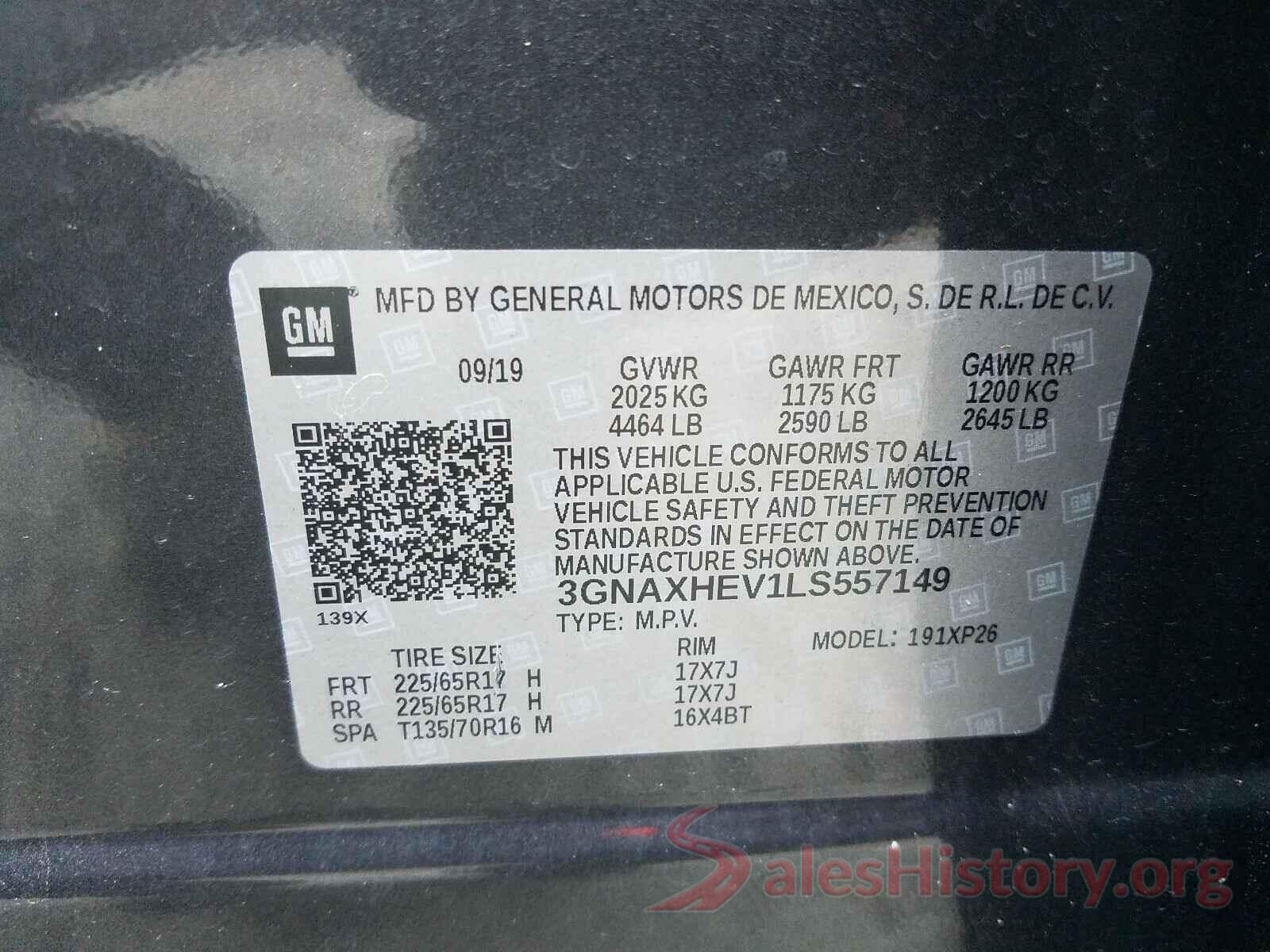 3GNAXHEV1LS557149 2020 CHEVROLET EQUINOX