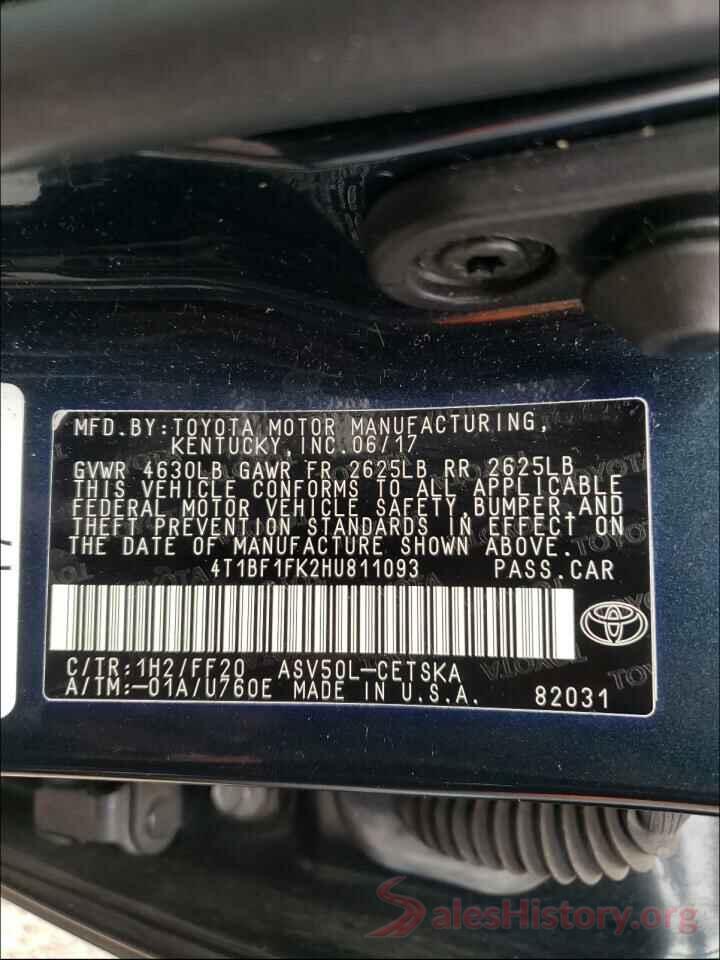 4T1BF1FK2HU811093 2017 TOYOTA CAMRY