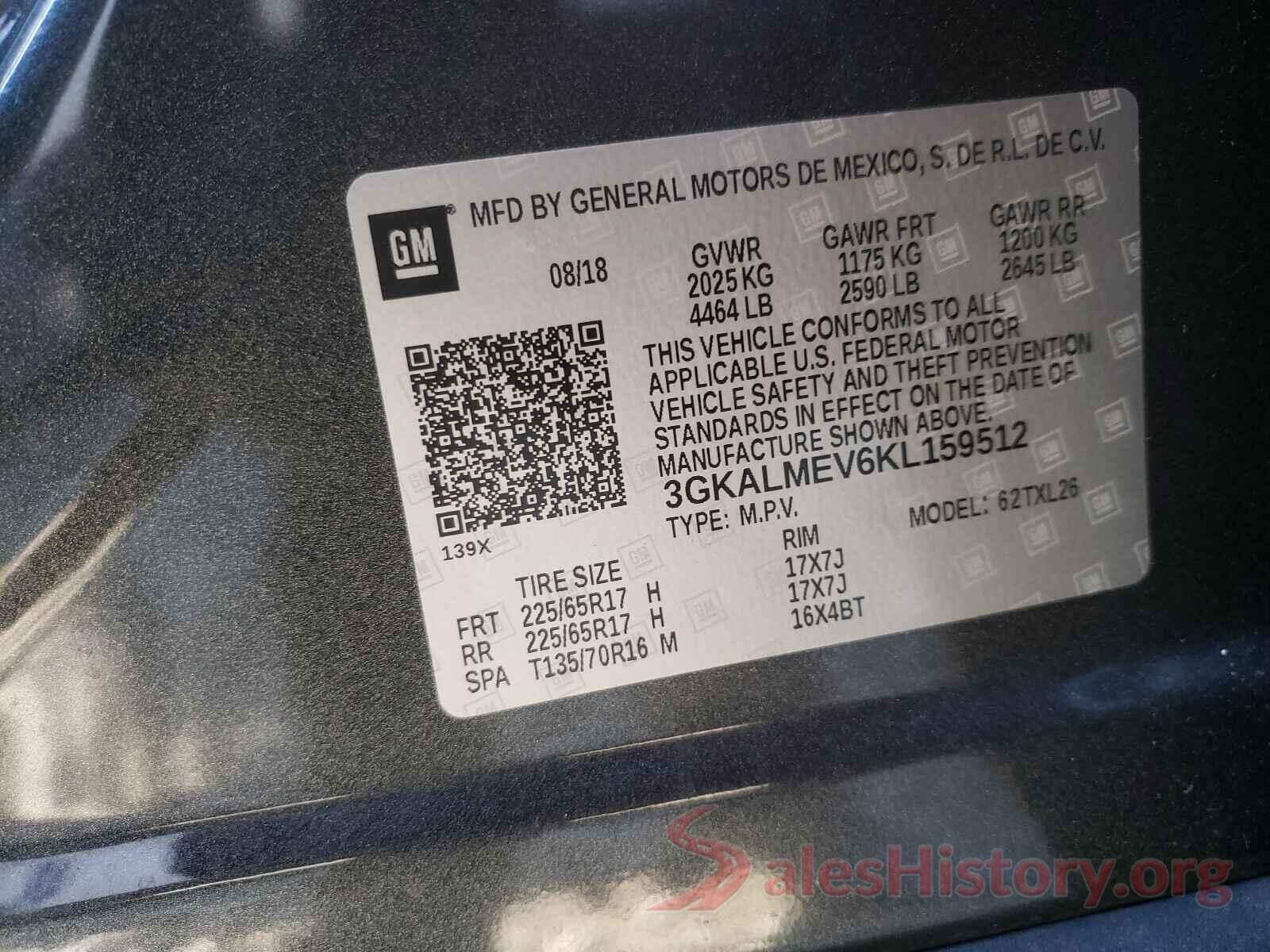 3GKALMEV6KL159512 2019 GMC TERRAIN