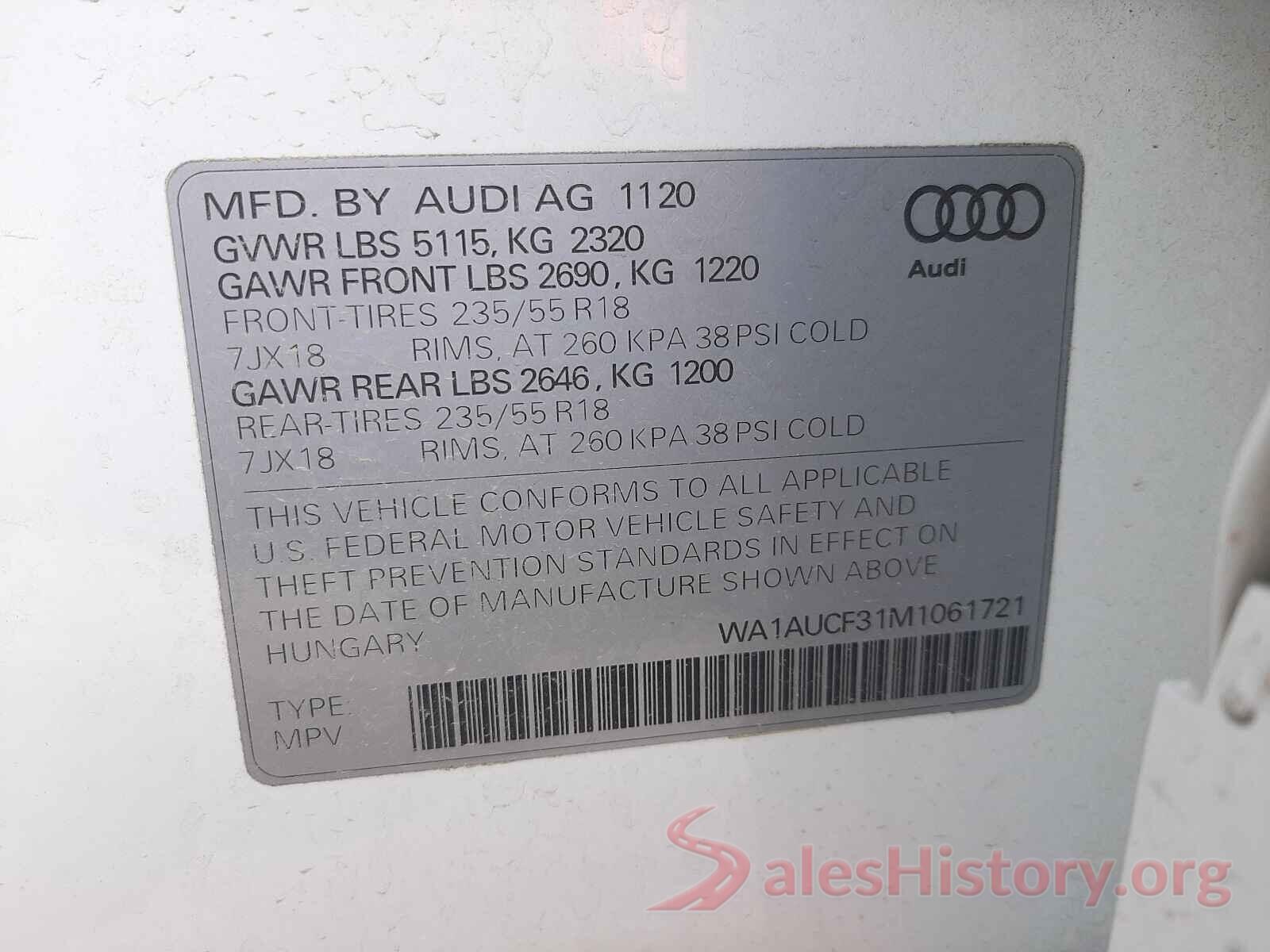 WA1AUCF31M1061721 2021 AUDI Q3