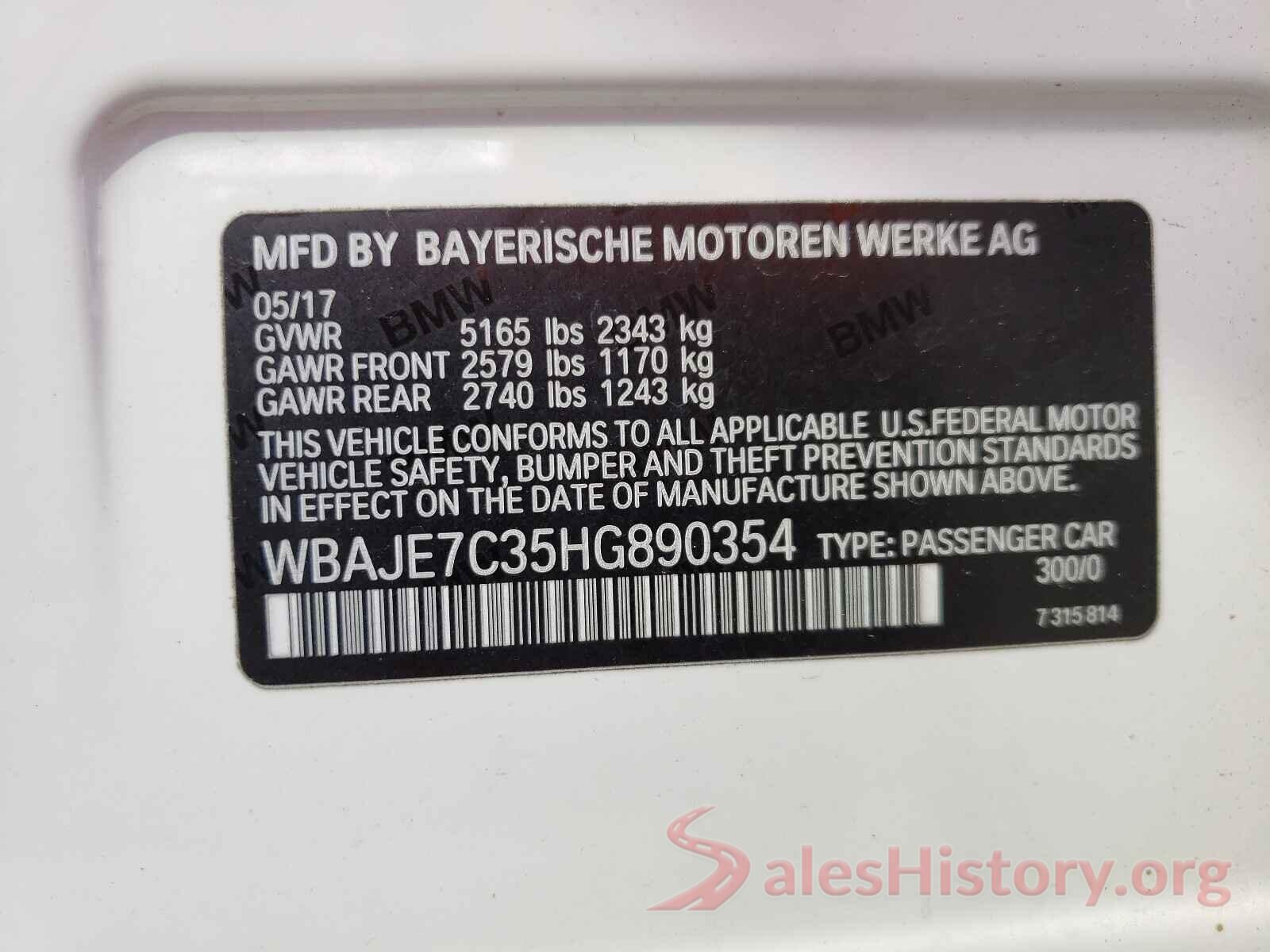 WBAJE7C35HG890354 2017 BMW 5 SERIES