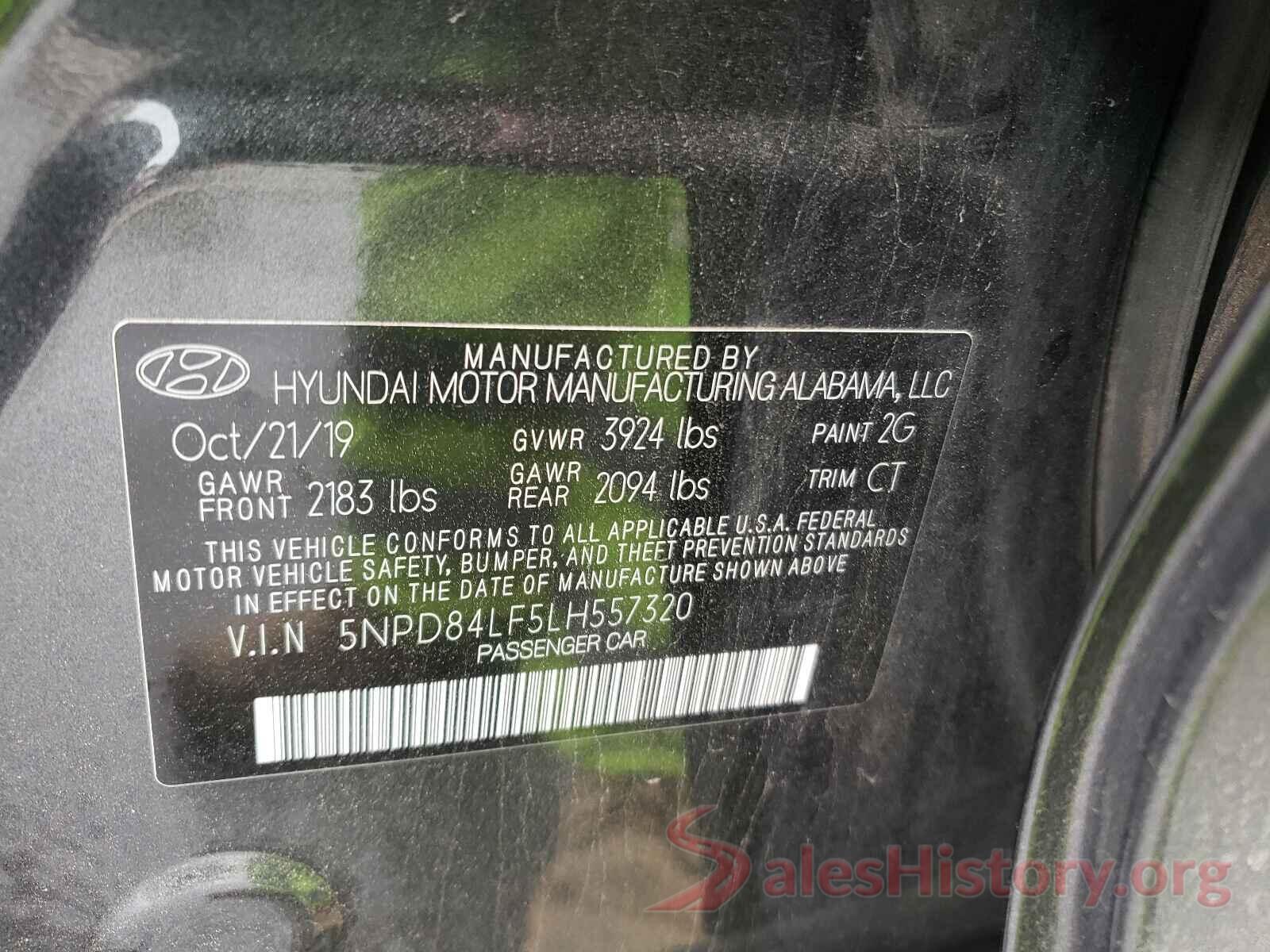 5NPD84LF5LH557320 2020 HYUNDAI ELANTRA