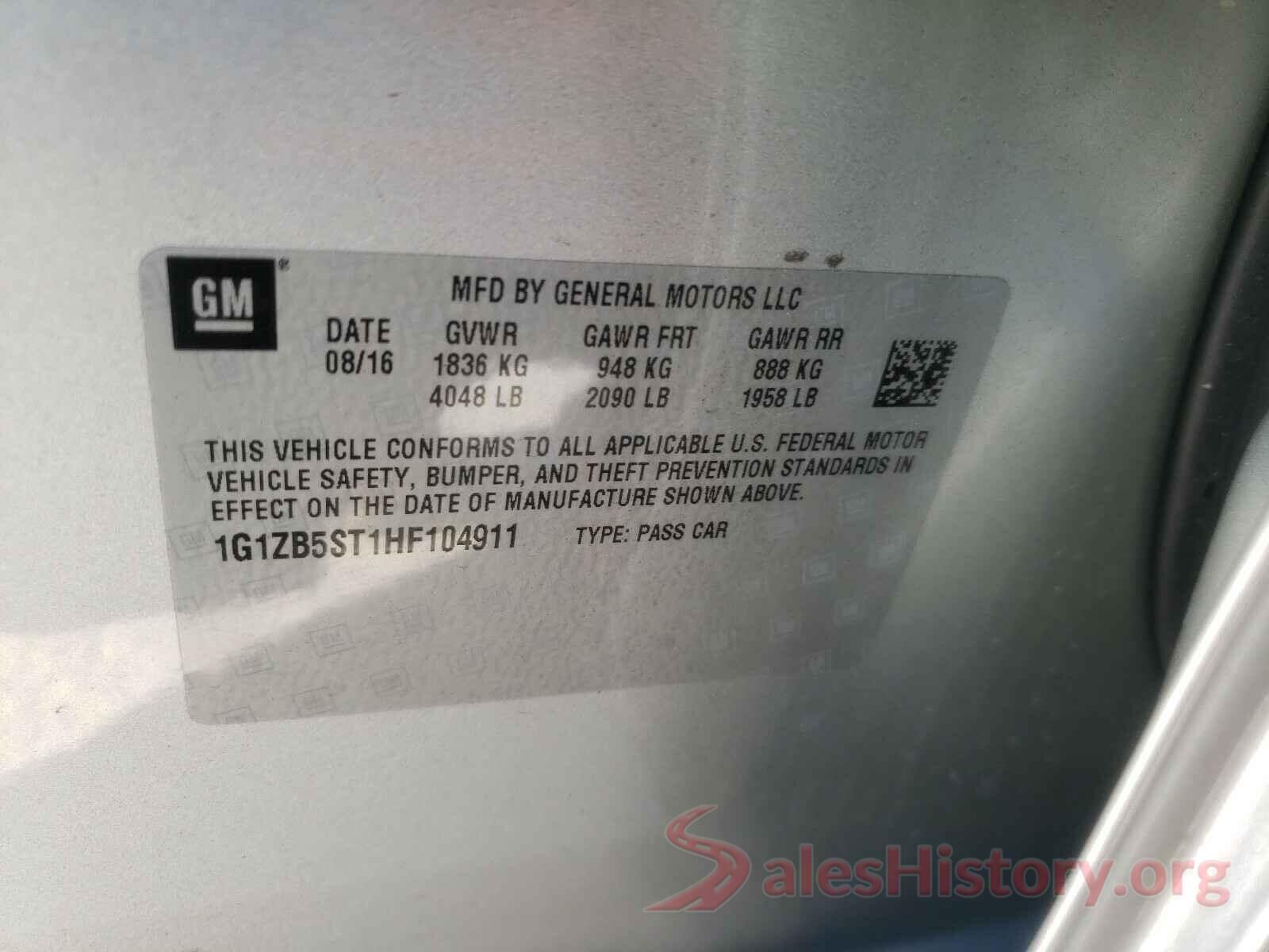 1G1ZB5ST1HF104911 2017 CHEVROLET MALIBU