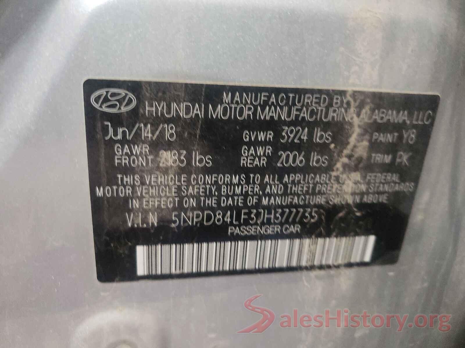 5NPD84LF3JH377735 2018 HYUNDAI ELANTRA