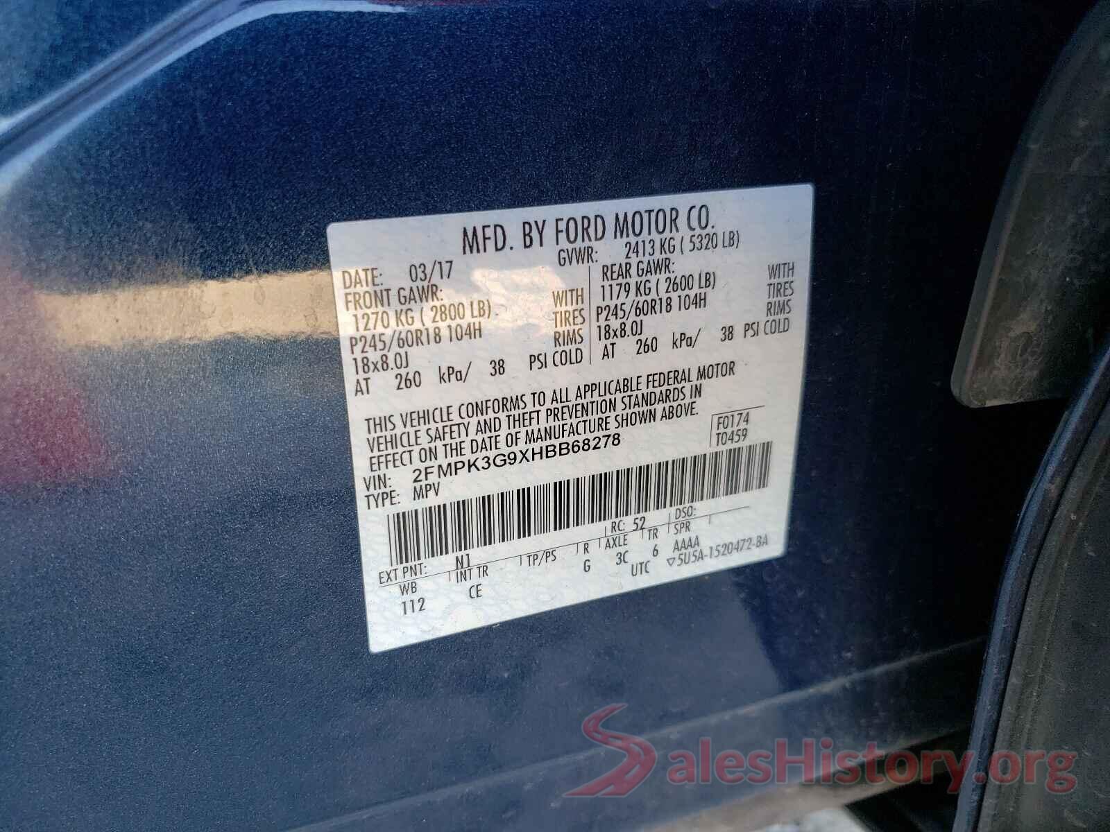 2FMPK3G9XHBB68278 2017 FORD EDGE