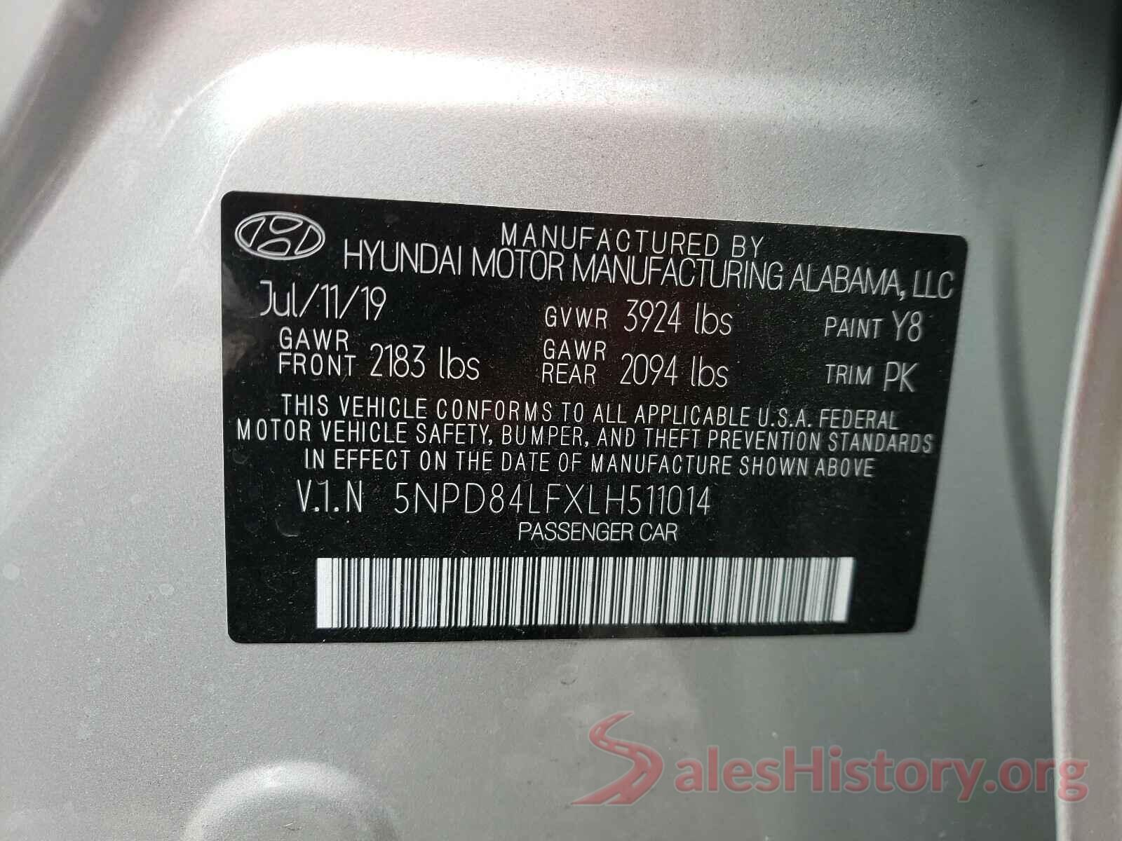 5NPD84LFXLH511014 2020 HYUNDAI ELANTRA