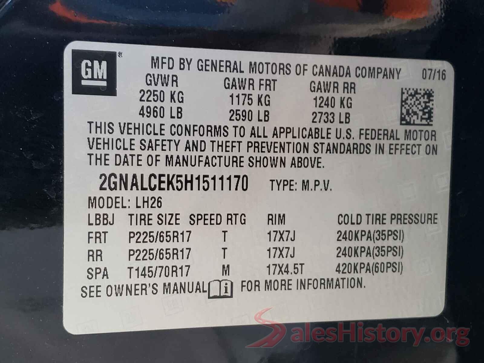 2GNALCEK5H1511170 2017 CHEVROLET EQUINOX