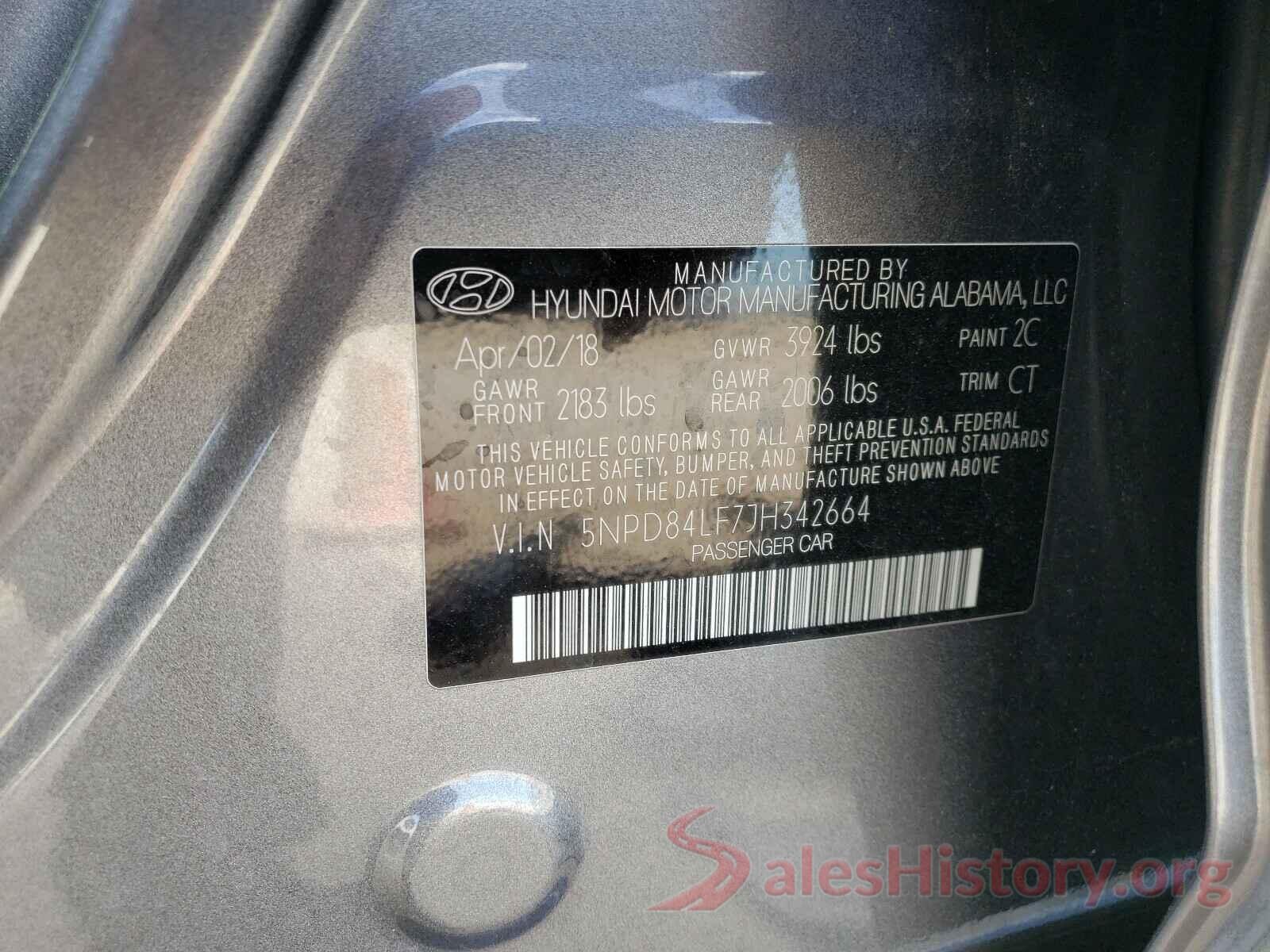 5NPD84LF7JH342664 2018 HYUNDAI ELANTRA