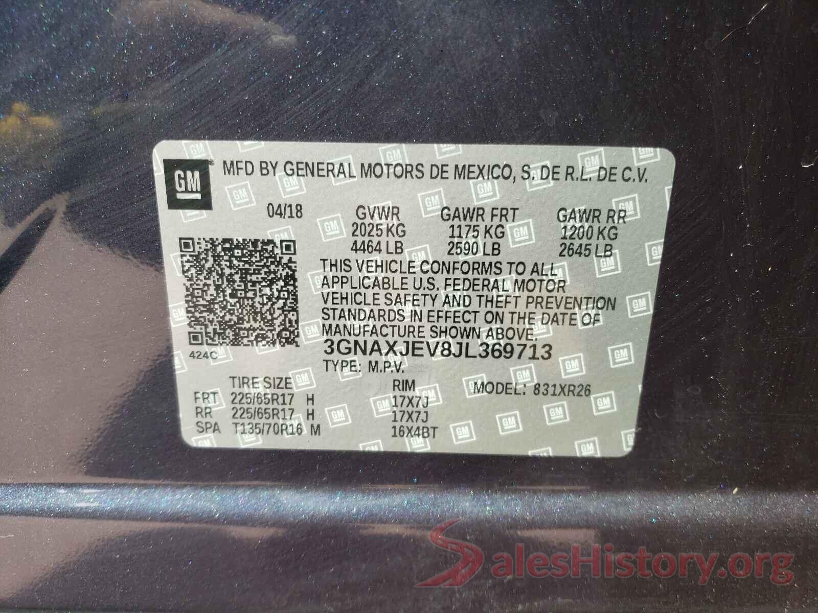 3GNAXJEV8JL369713 2018 CHEVROLET EQUINOX