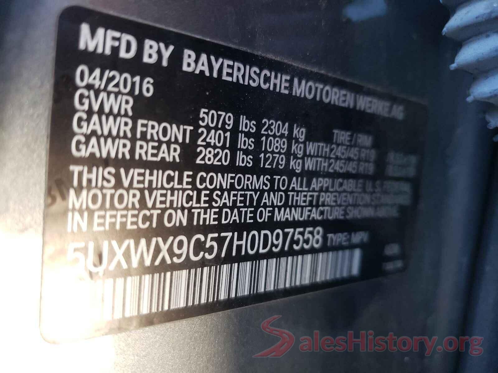 5UXWX9C57H0D97558 2017 BMW X3