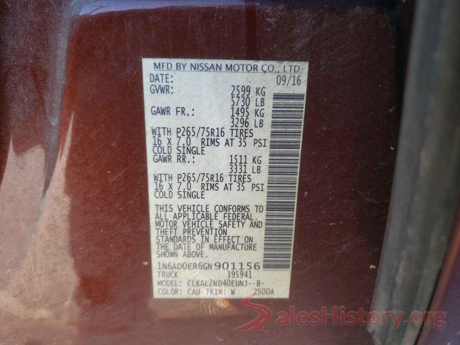 1N6AD0ER6GN901156 2016 NISSAN FRONTIER