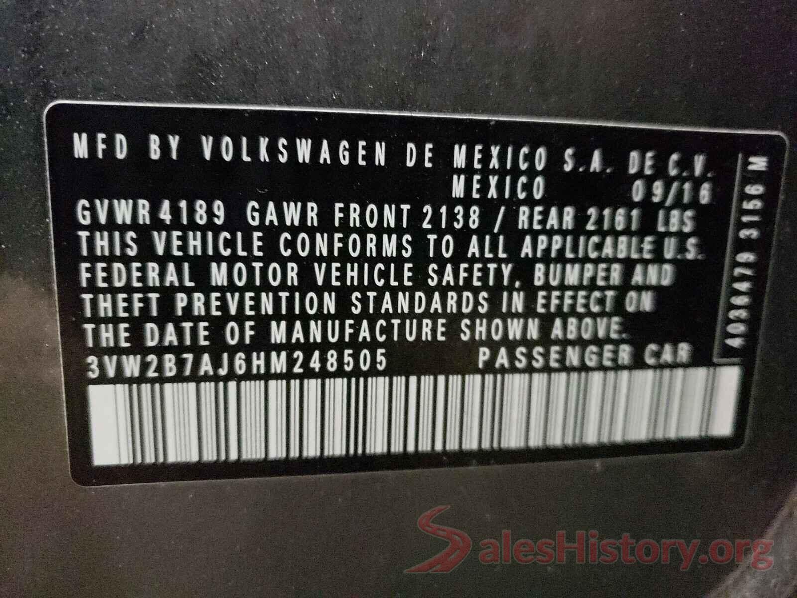 3VW2B7AJ6HM248505 2017 VOLKSWAGEN JETTA