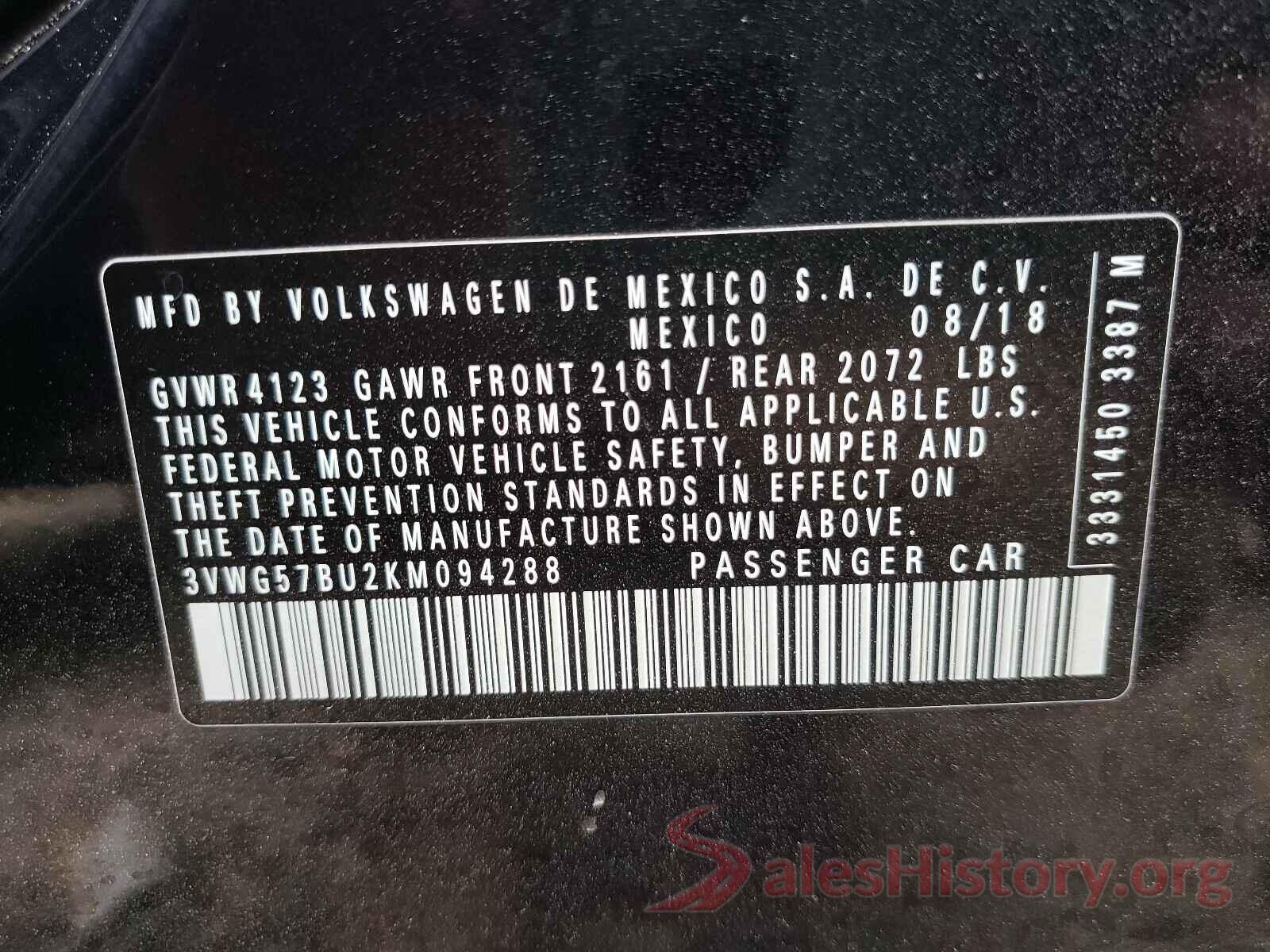 3VWG57BU2KM094288 2019 VOLKSWAGEN JETTA