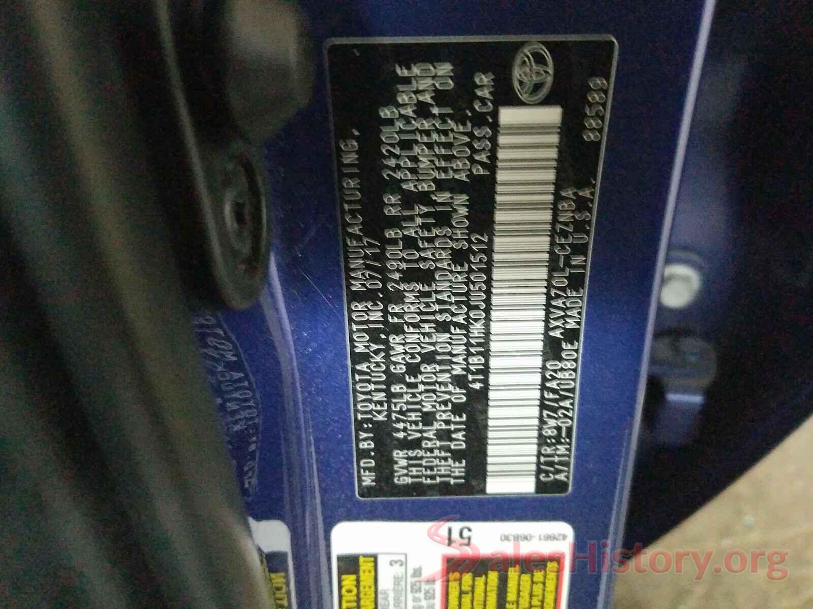 4T1B11HK0JU501512 2018 TOYOTA CAMRY