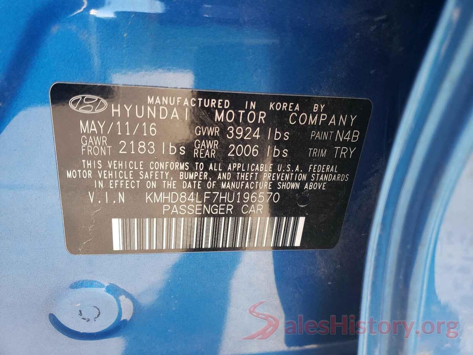 KMHD84LF7HU196570 2017 HYUNDAI ELANTRA