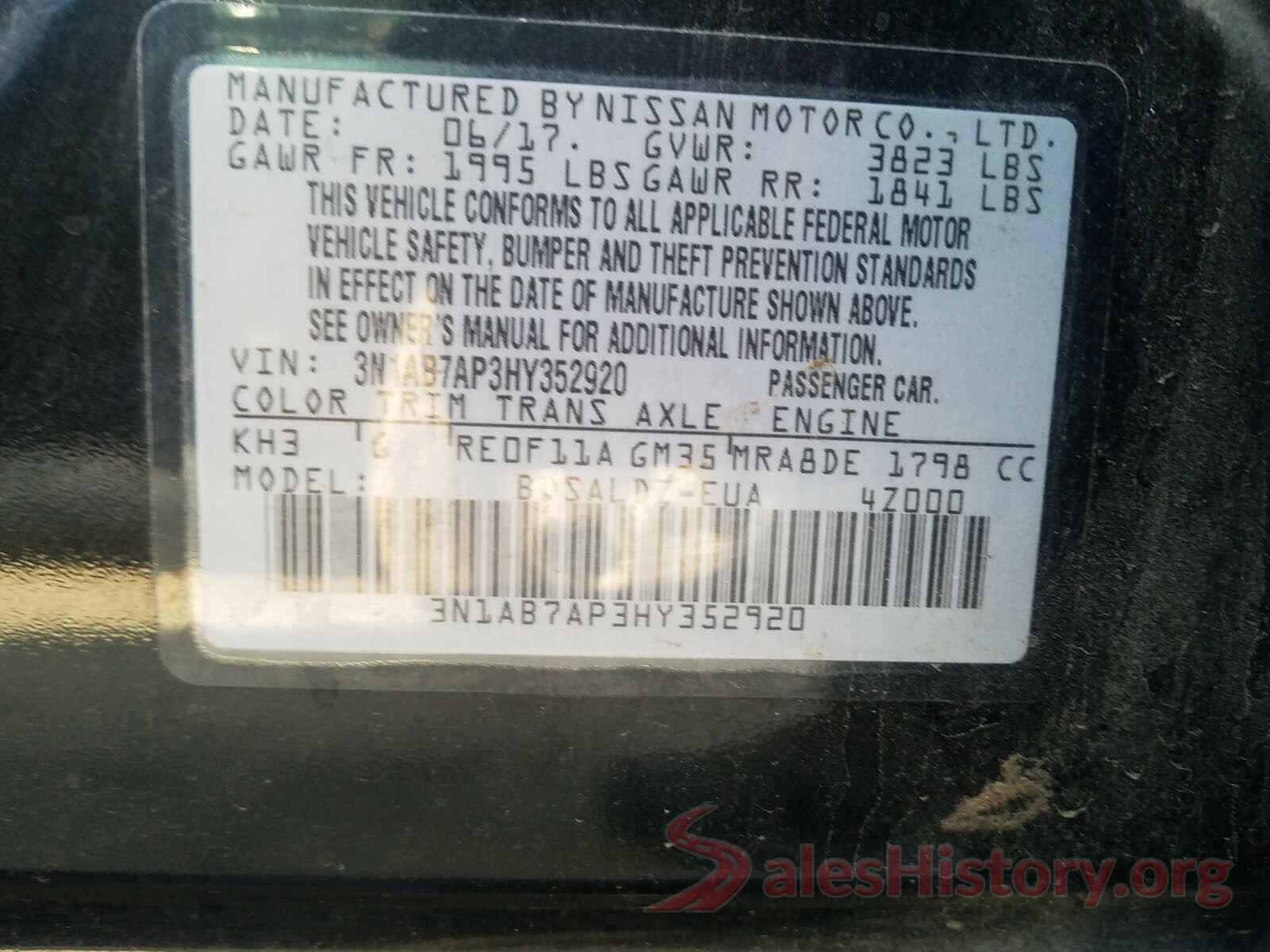 3N1AB7AP3HY352920 2017 NISSAN SENTRA