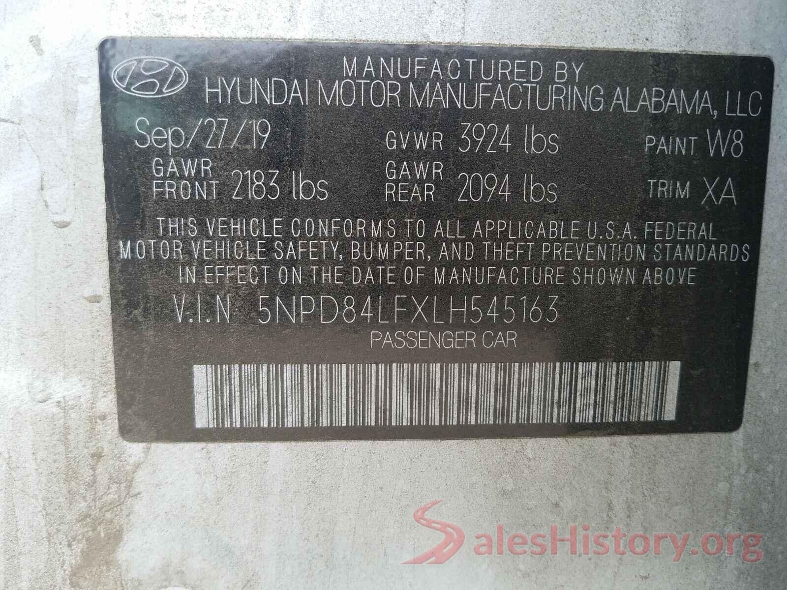 5NPD84LFXLH545163 2020 HYUNDAI ELANTRA