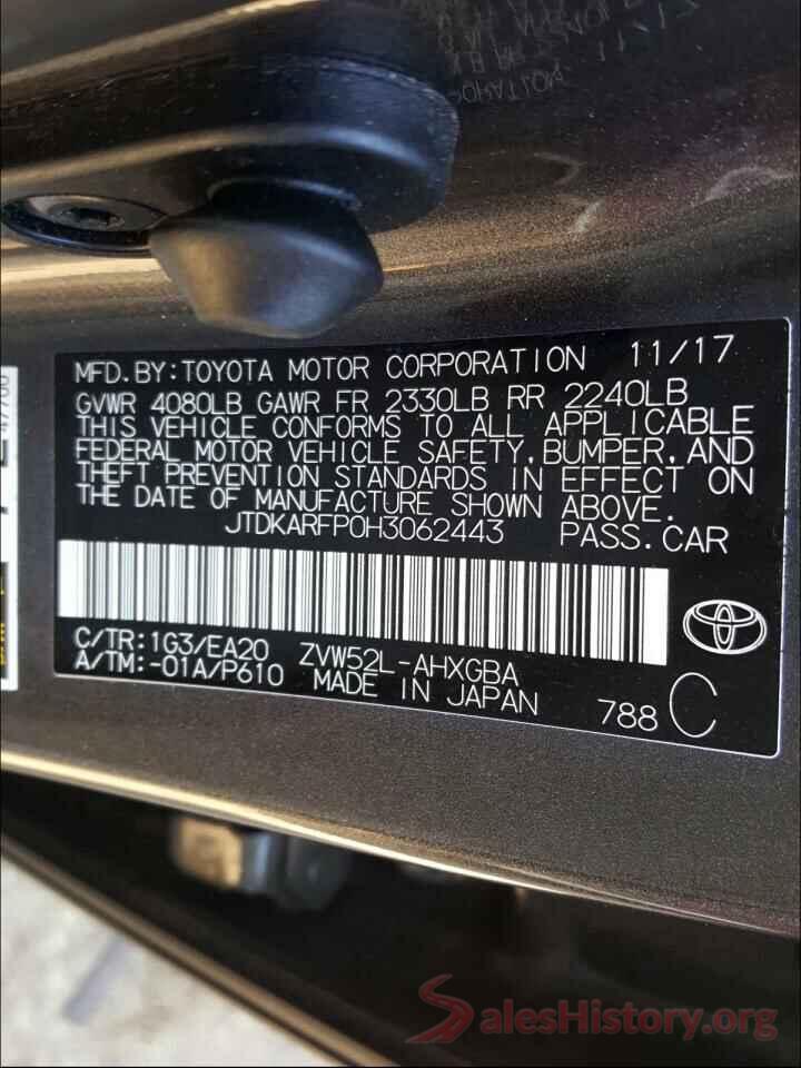 JTDKARFP0H3062443 2017 TOYOTA PRIUS