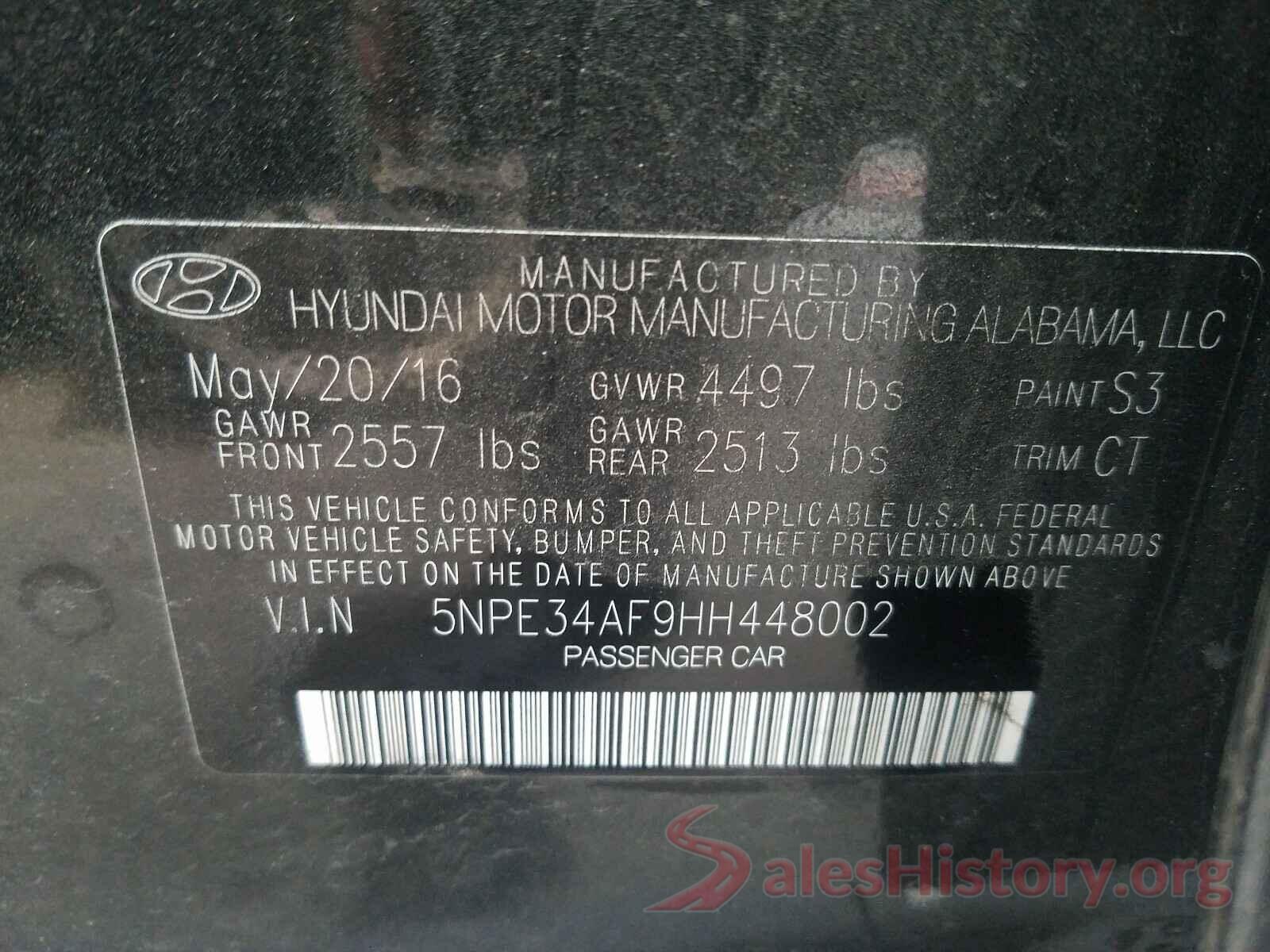 5NPE34AF9HH448002 2017 HYUNDAI SONATA