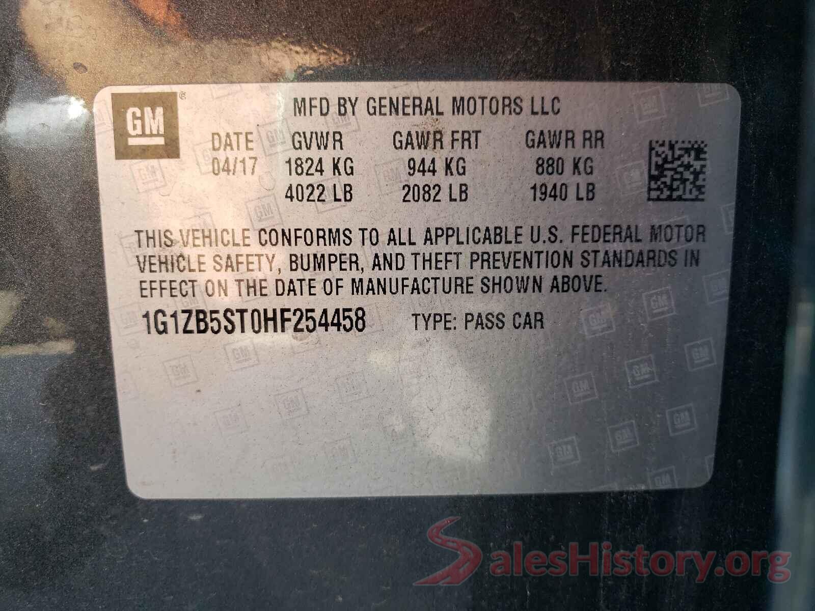 1G1ZB5ST0HF254458 2017 CHEVROLET MALIBU