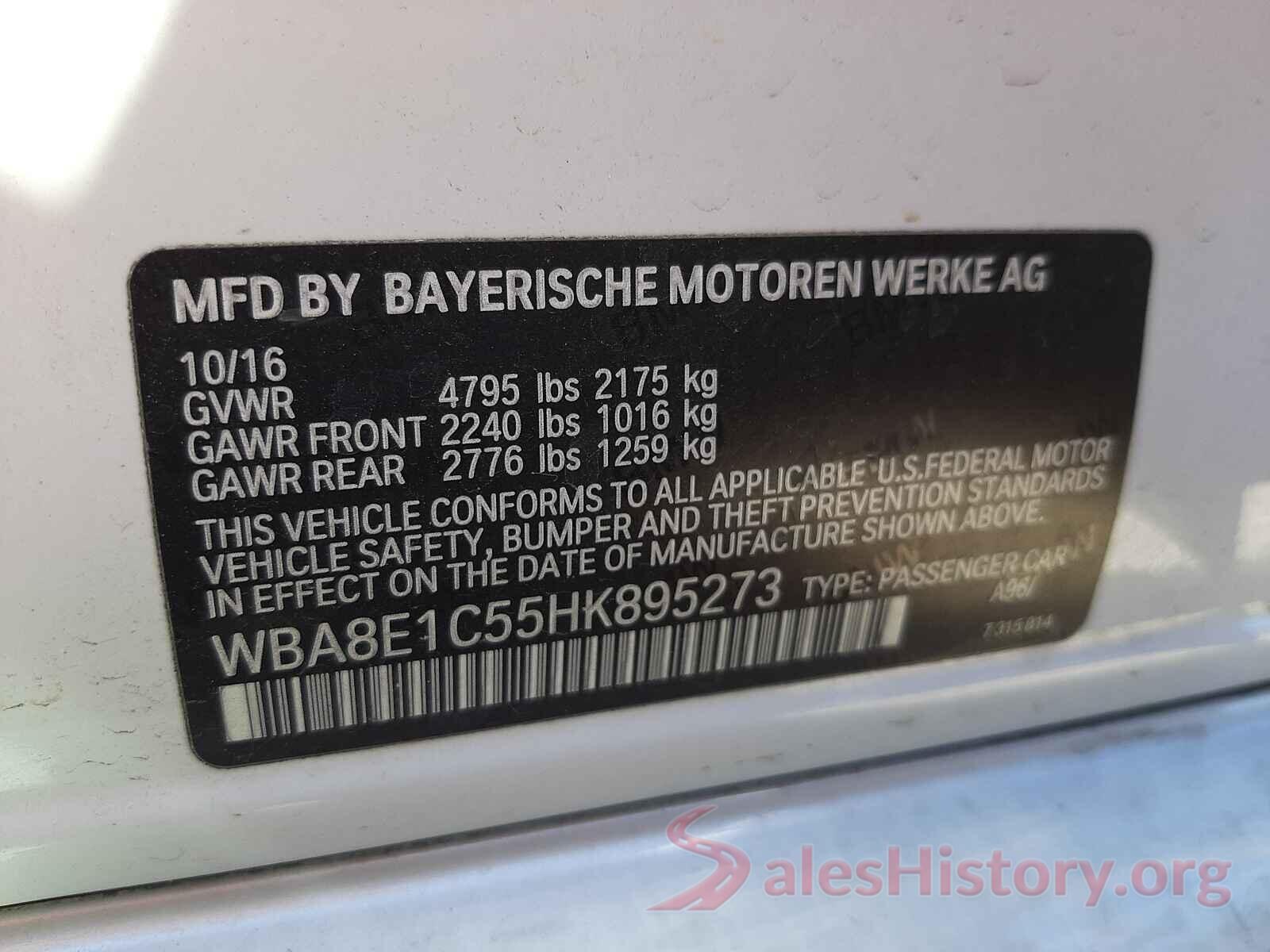 WBA8E1C55HK895273 2017 BMW 3 SERIES