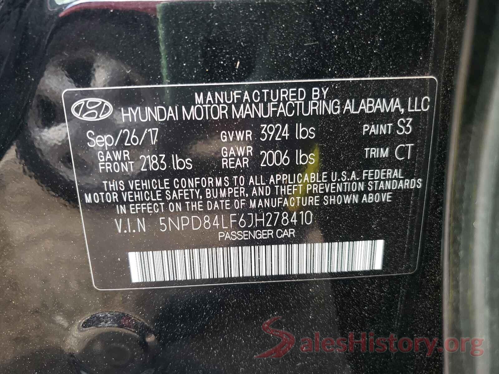 5NPD84LF6JH278410 2018 HYUNDAI ELANTRA