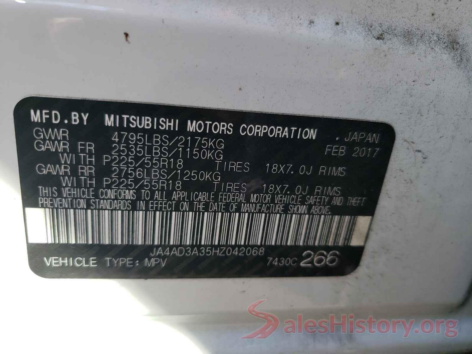 JA4AD3A35HZ042068 2017 MITSUBISHI OUTLANDER