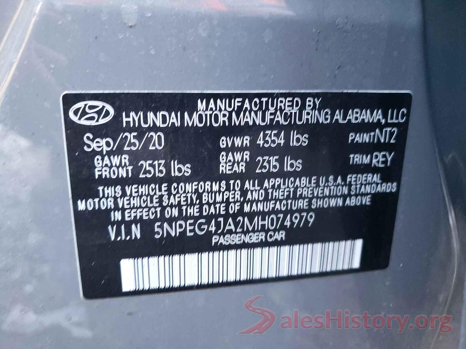 5NPEG4JA2MH074979 2021 HYUNDAI SONATA