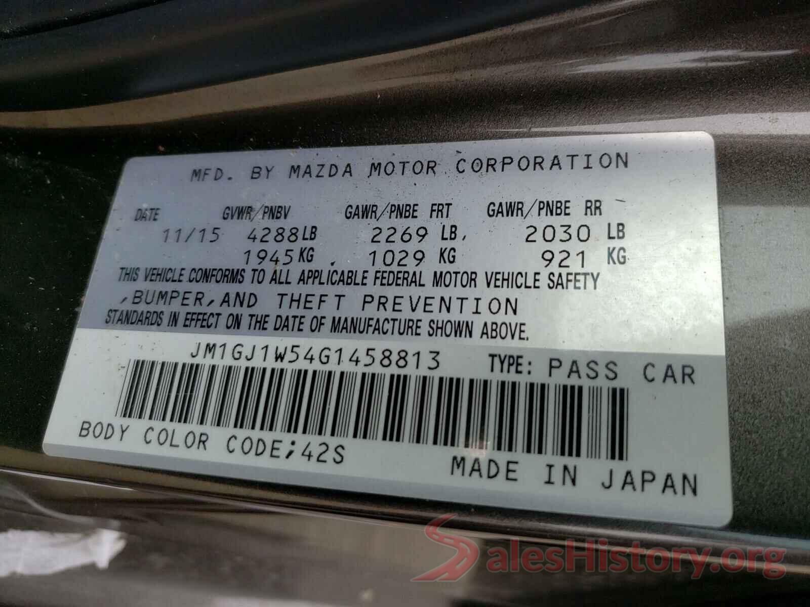 JM1GJ1W54G1458813 2016 MAZDA 6