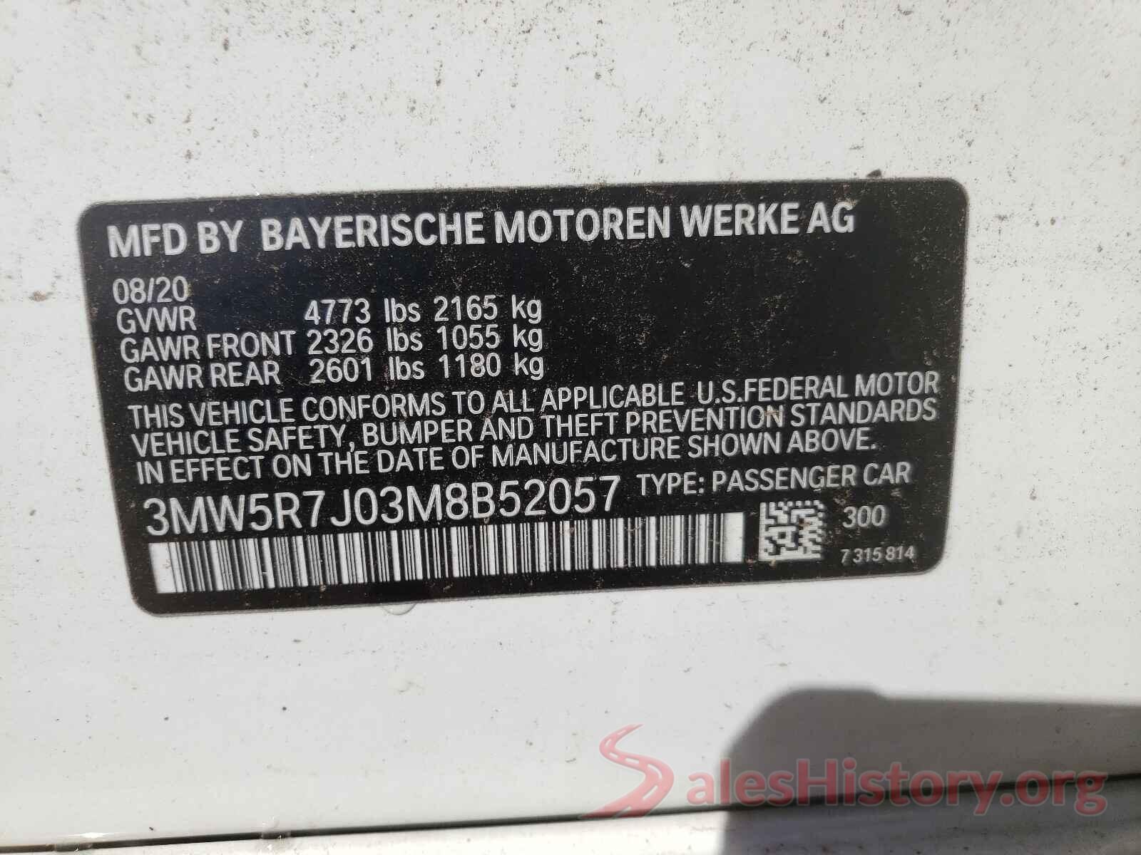 3MW5R7J03M8B52057 2021 BMW 3 SERIES