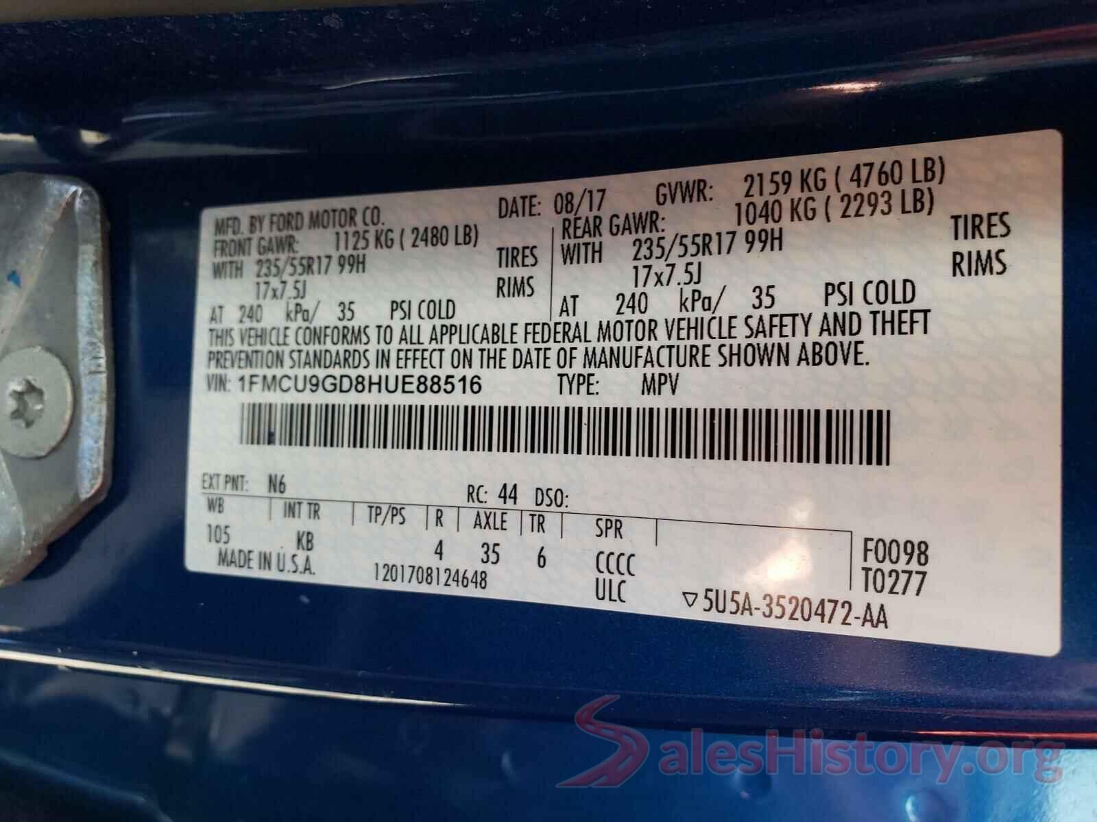 1FMCU9GD8HUE88516 2017 FORD ESCAPE