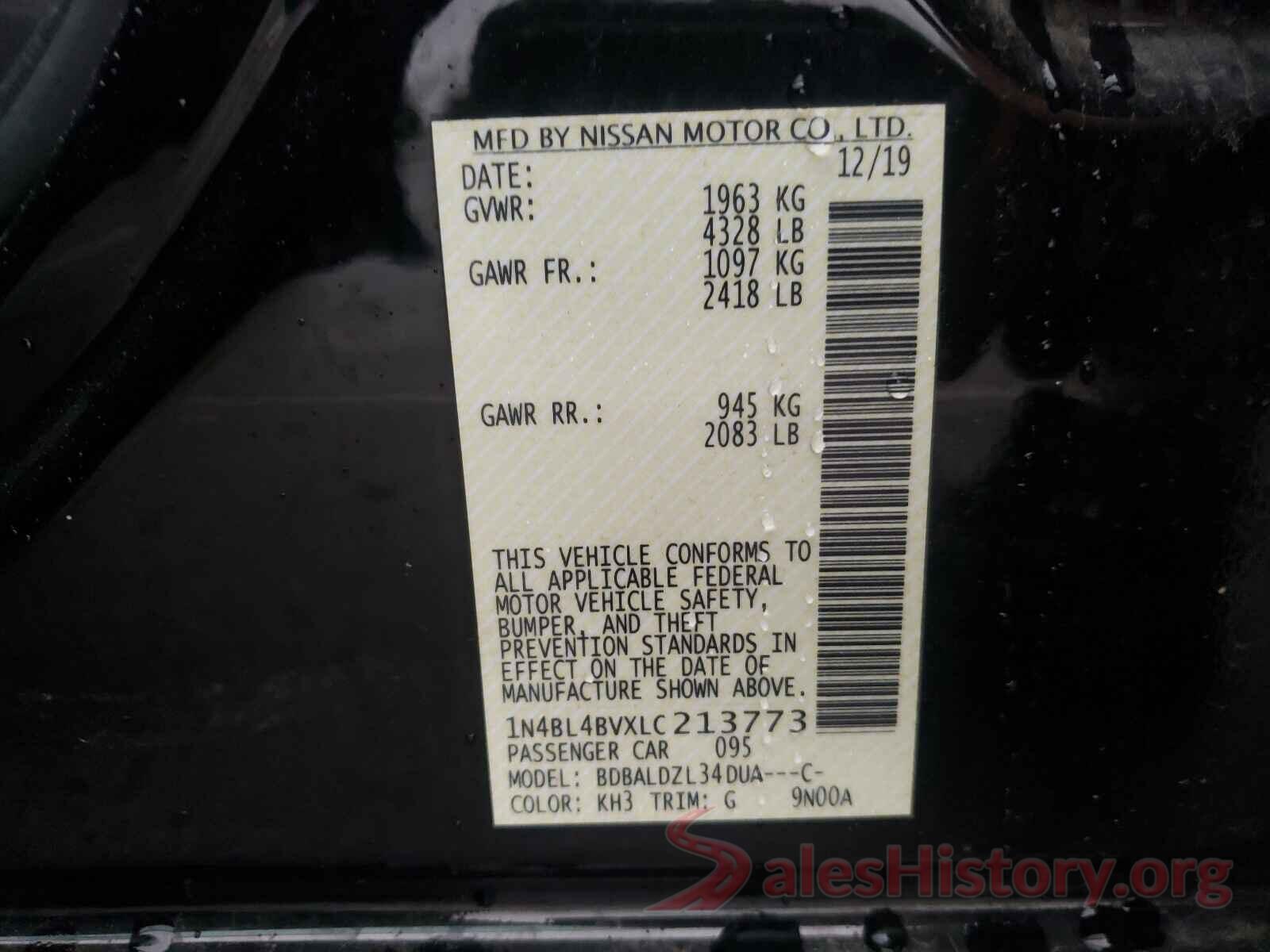 1N4BL4BVXLC213773 2020 NISSAN ALTIMA