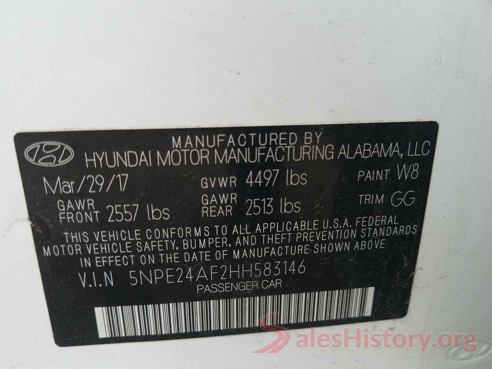 5NPE24AF2HH583146 2017 HYUNDAI SONATA