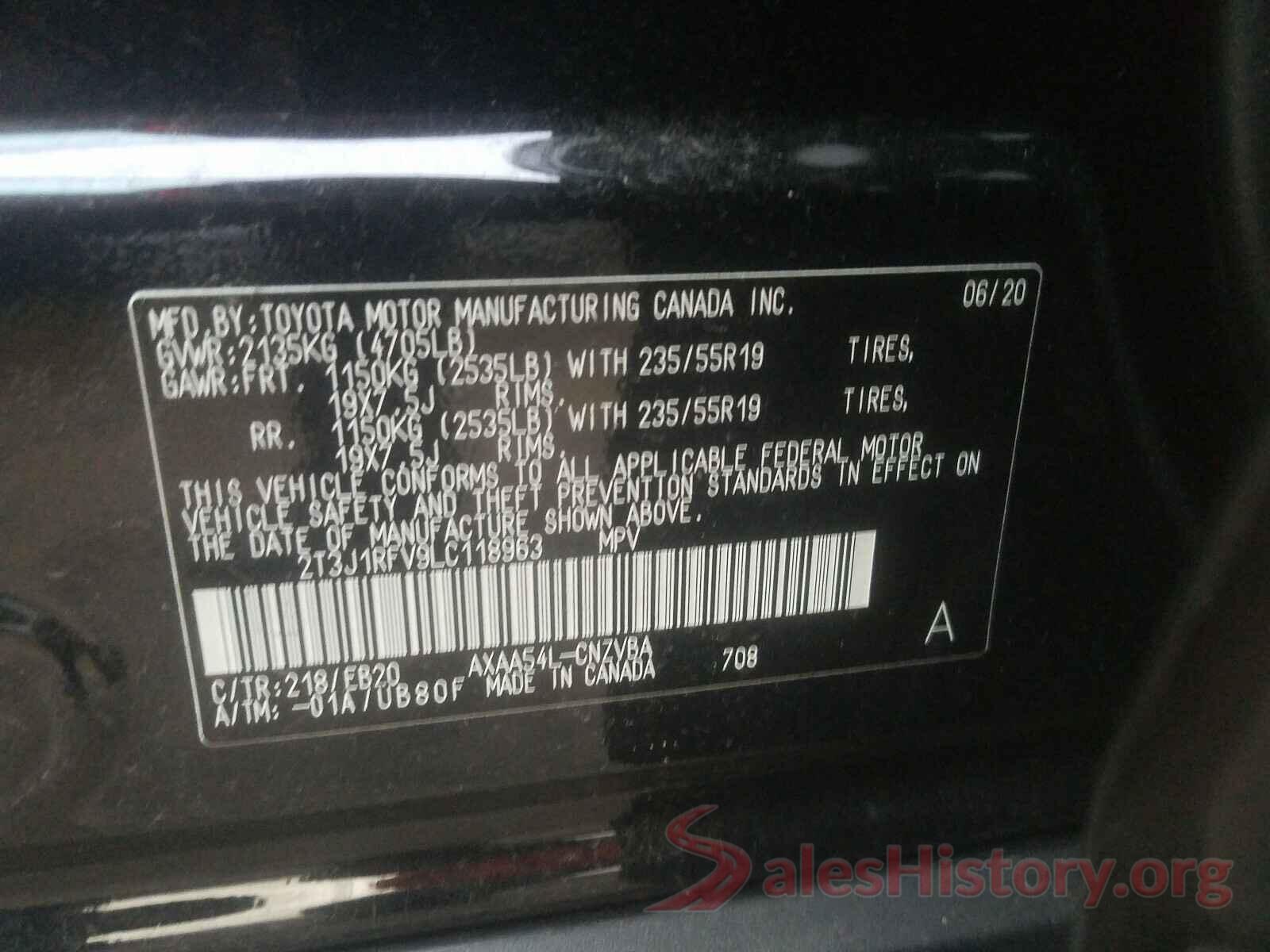 2T3J1RFV9LC118963 2020 TOYOTA RAV4