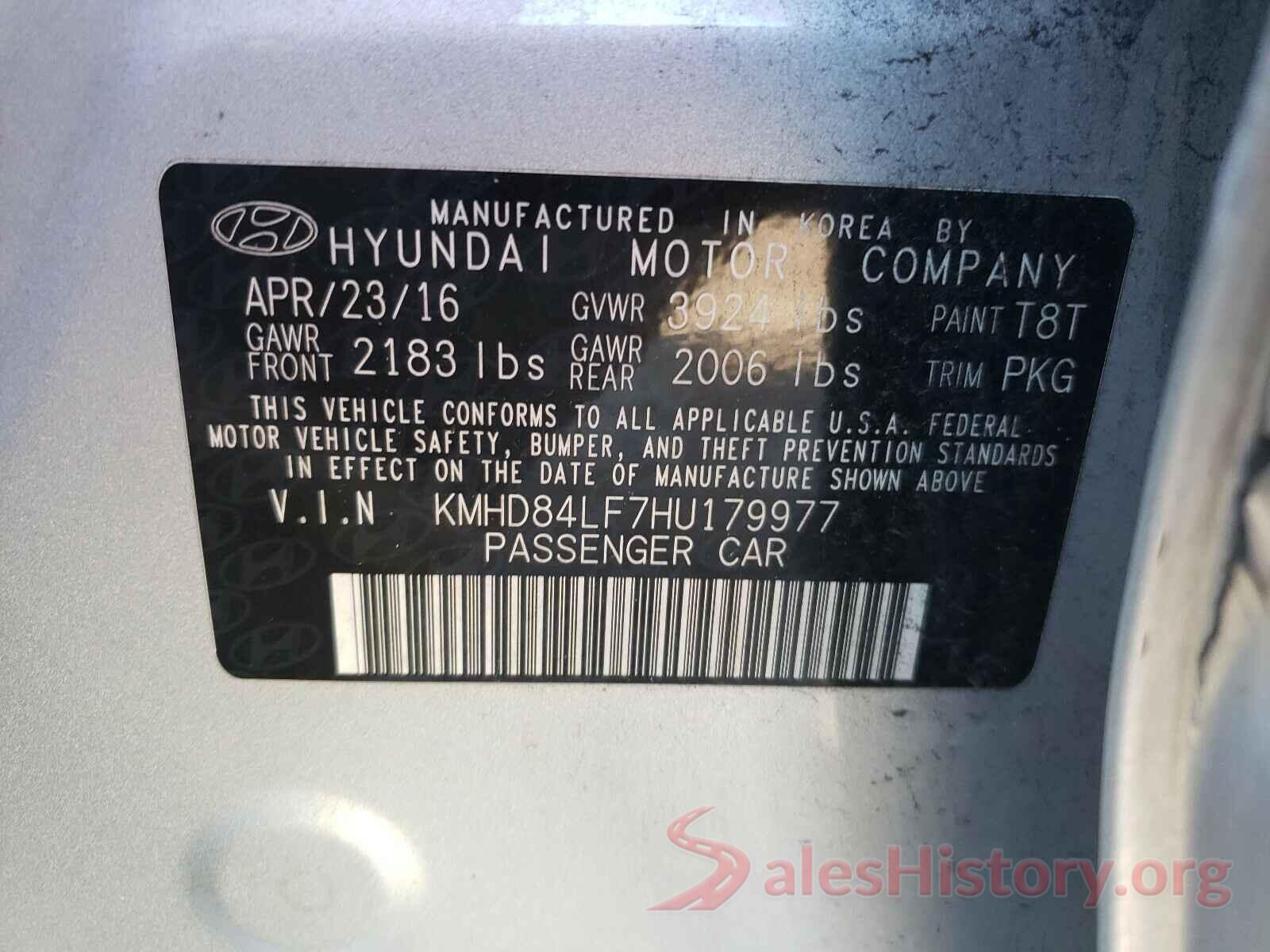 KMHD84LF7HU179977 2017 HYUNDAI ELANTRA