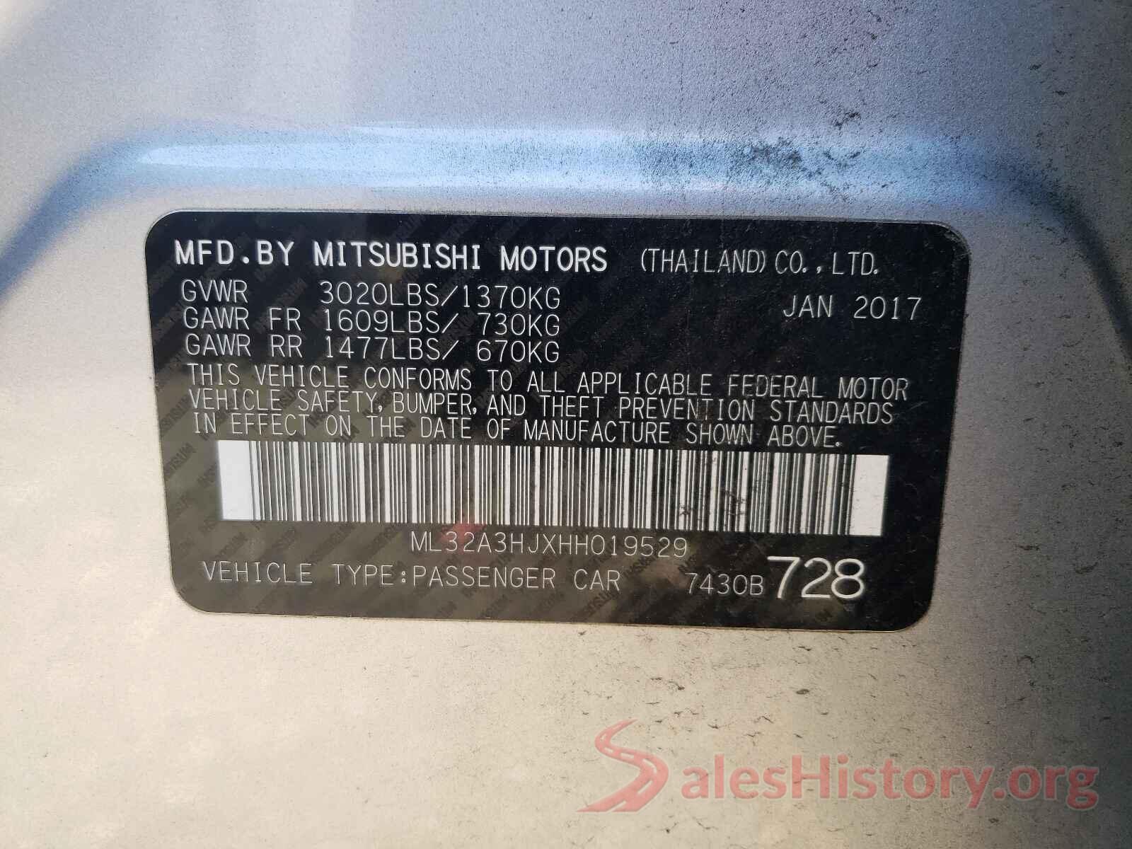 ML32A3HJXHH019529 2017 MITSUBISHI MIRAGE