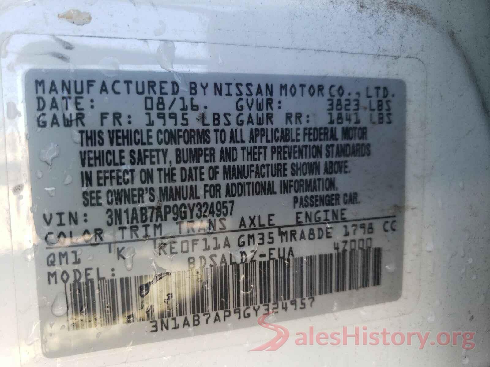 3N1AB7AP9GY324957 2016 NISSAN SENTRA