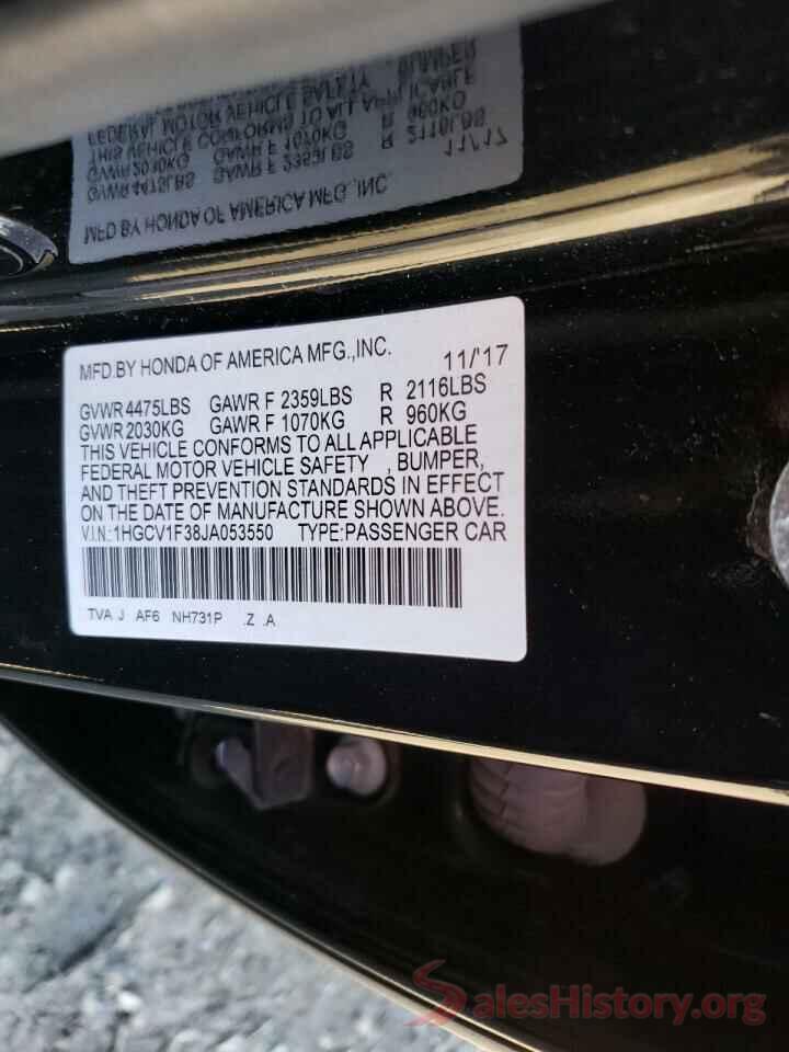 1HGCV1F38JA053550 2018 HONDA ACCORD