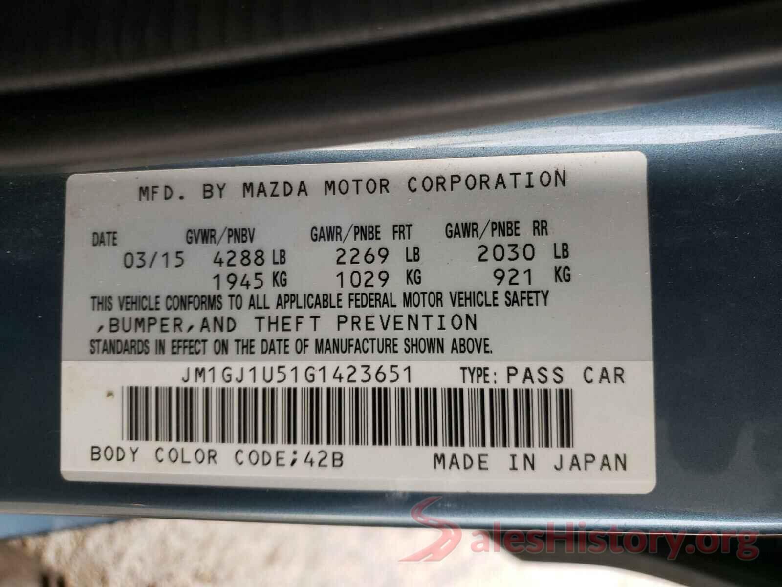 JM1GJ1U51G1423651 2016 MAZDA 6