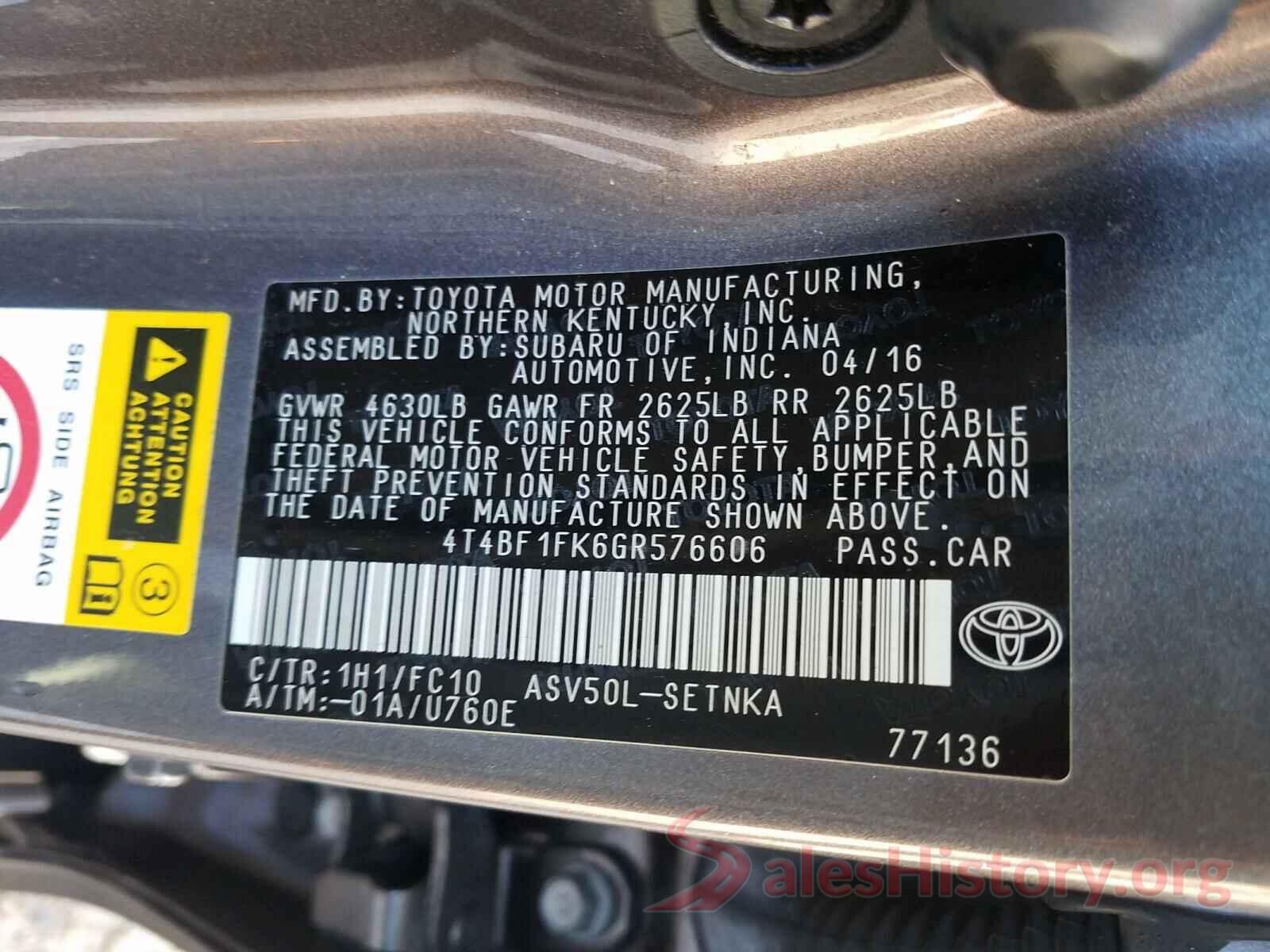 4T4BF1FK6GR576606 2016 TOYOTA CAMRY