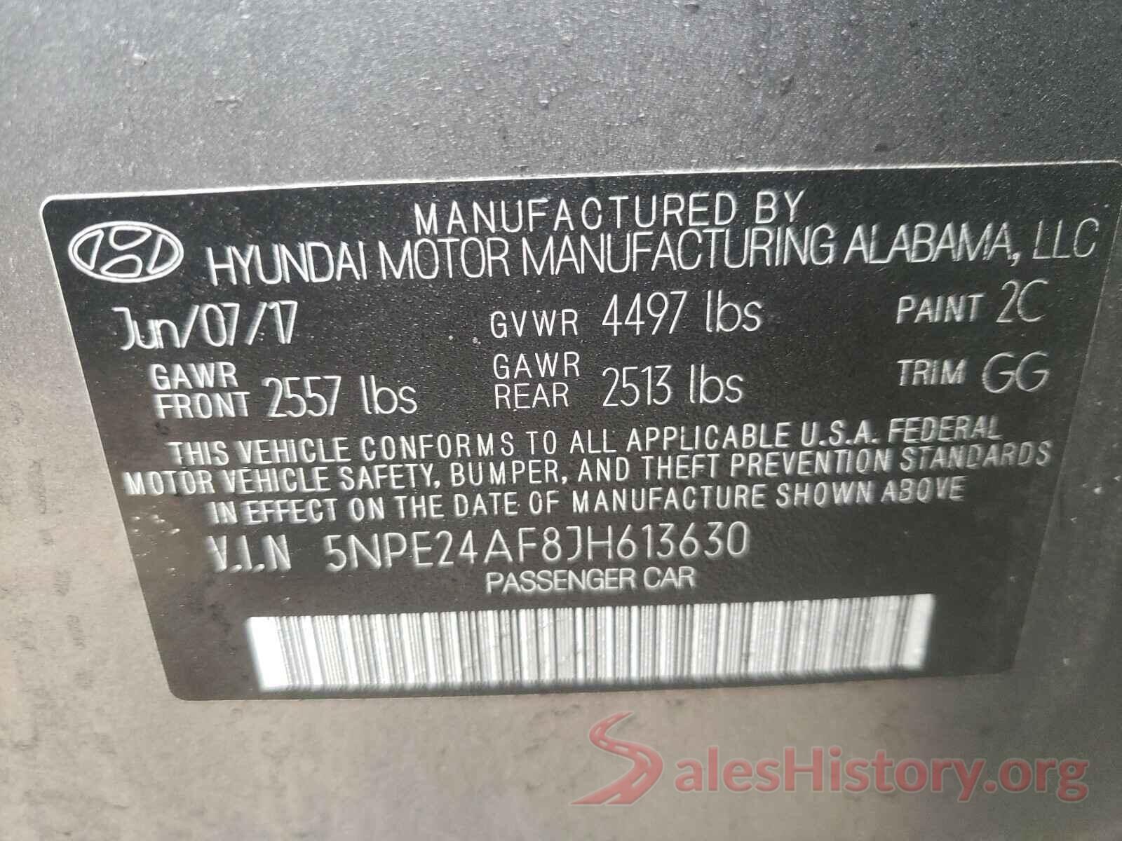 5NPE24AF8JH613630 2018 HYUNDAI SONATA