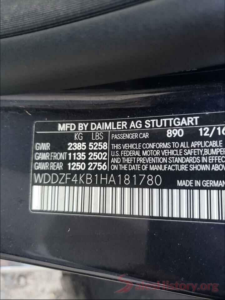 WDDZF4KB1HA181780 2017 MERCEDES-BENZ E-CLASS