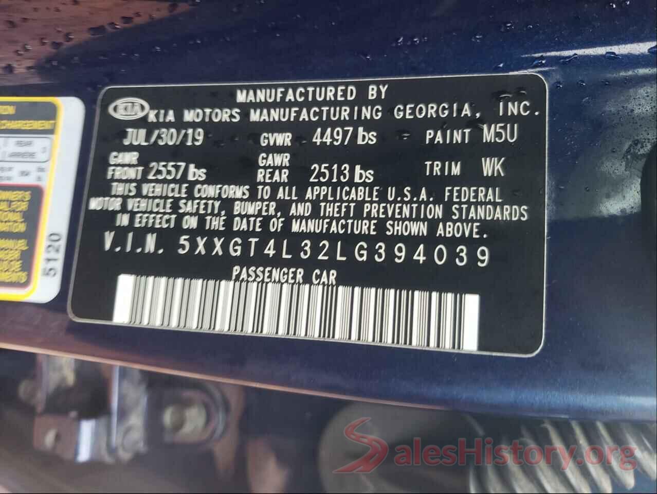 5XXGT4L32LG394039 2020 KIA OPTIMA