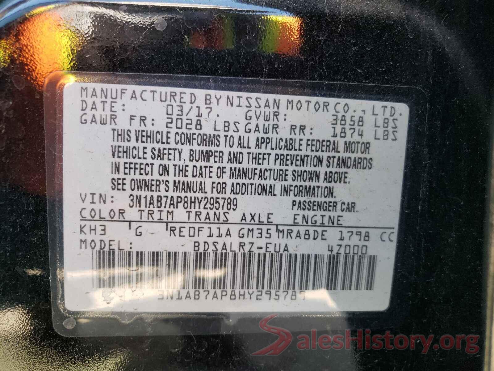 3N1AB7AP8HY295789 2017 NISSAN SENTRA