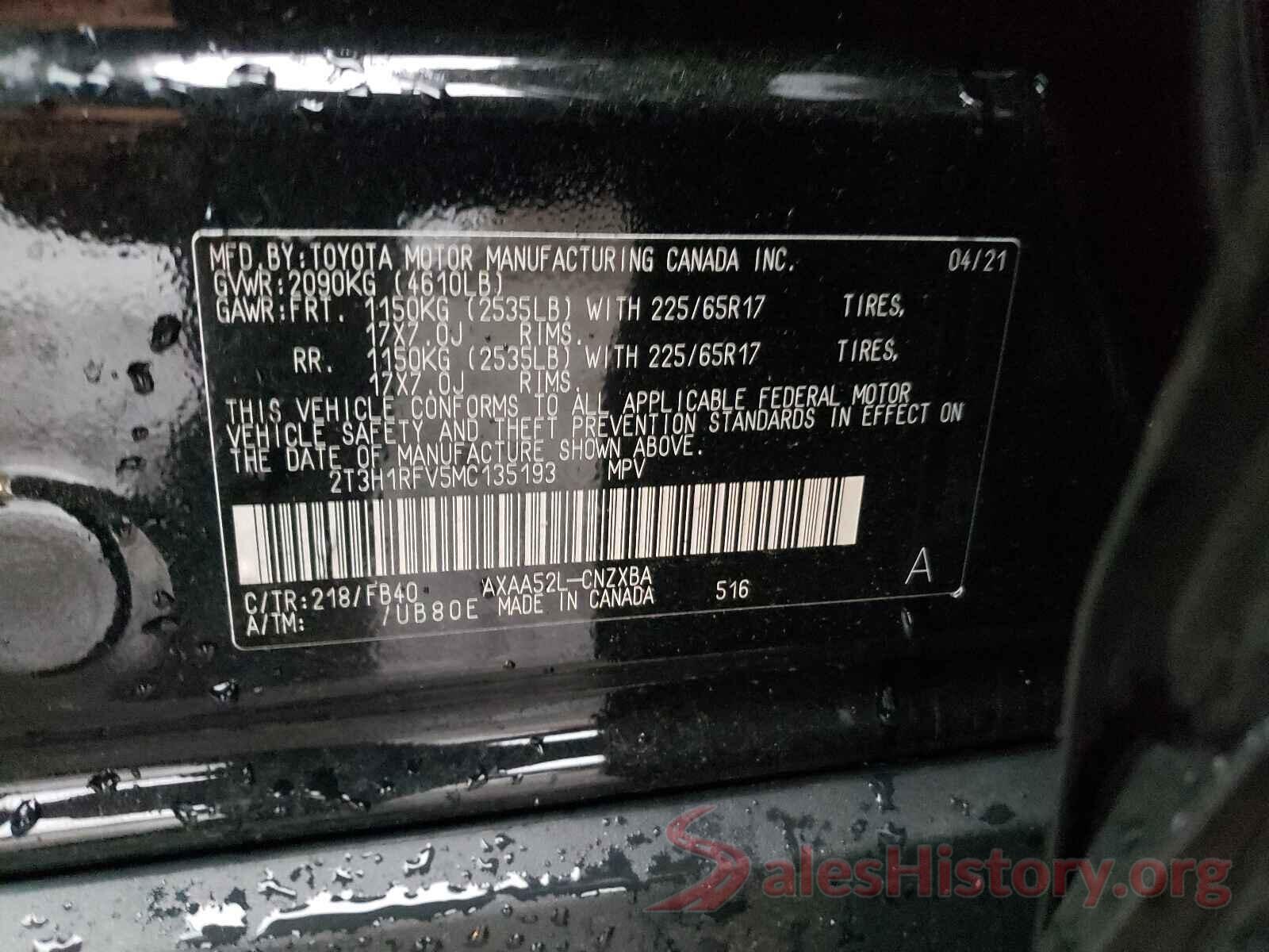 2T3H1RFV5MC135193 2021 TOYOTA RAV4