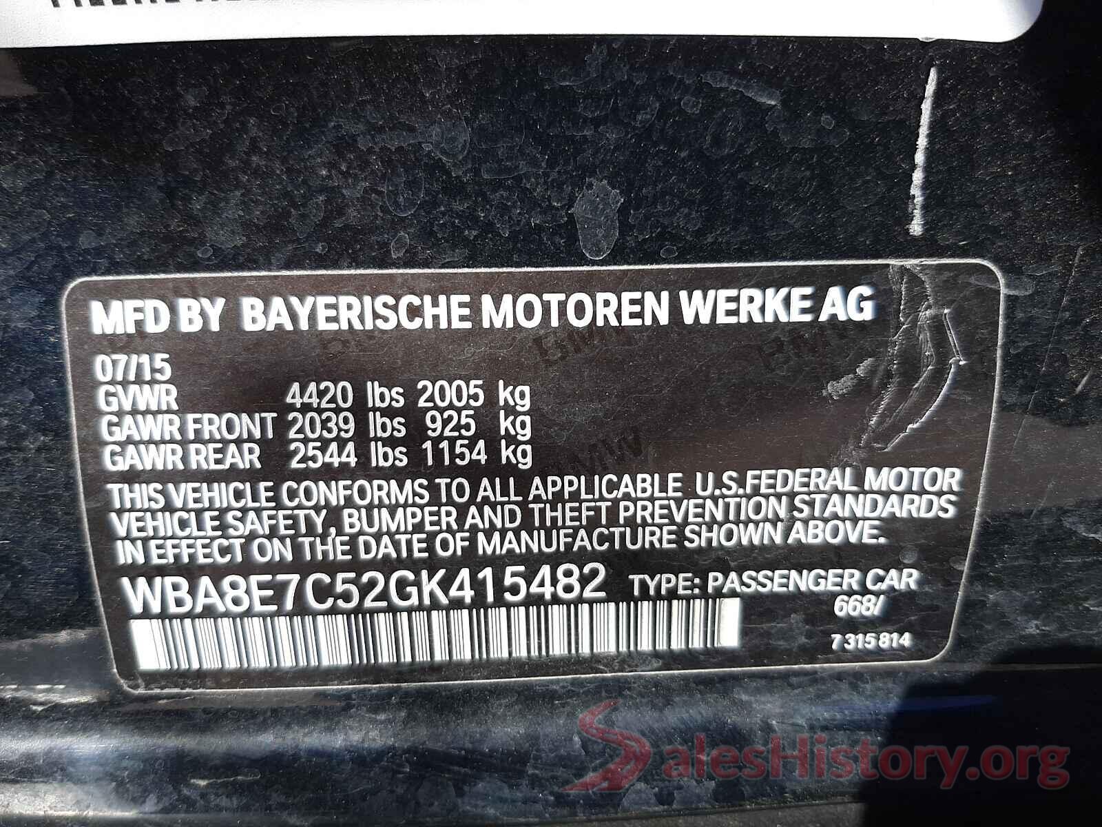 WBA8E7C52GK415482 2016 BMW 3 SERIES