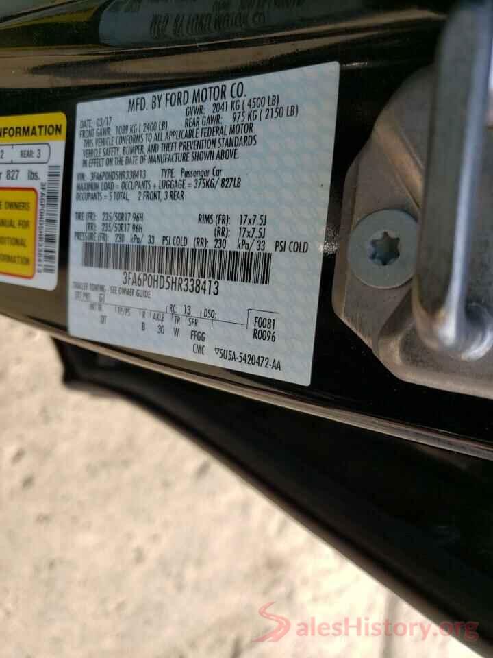 3FA6P0HD5HR338413 2017 FORD FUSION