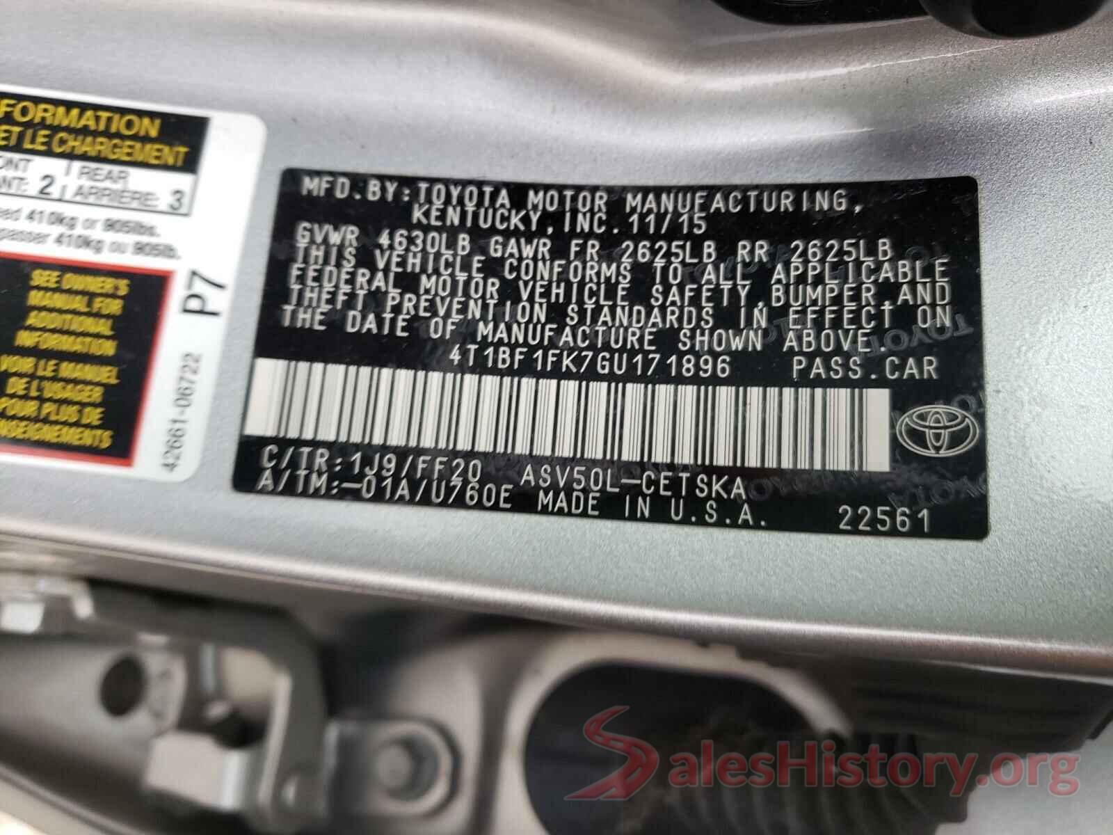 4T1BF1FK7GU171896 2016 TOYOTA CAMRY